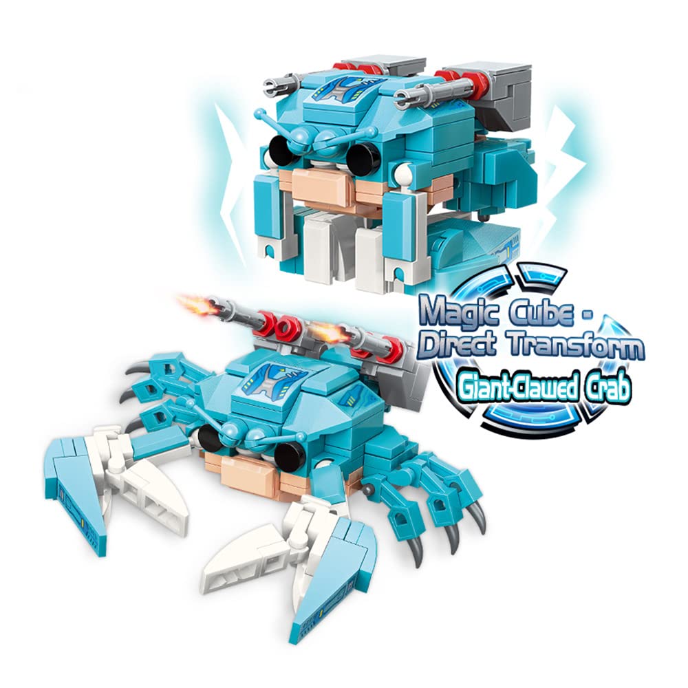 QMAN STEM Building Blocks Toy for Kids Age 6+ | 140-Piece Magic Cube Bricks Transformable Animal Toys | Educational Learning Creative Construction Kit | Perfect Gift for Boys & Girls (Crab Model) | Great for Classroom STEM Activities, Birthday Gifts & Creative Playtime