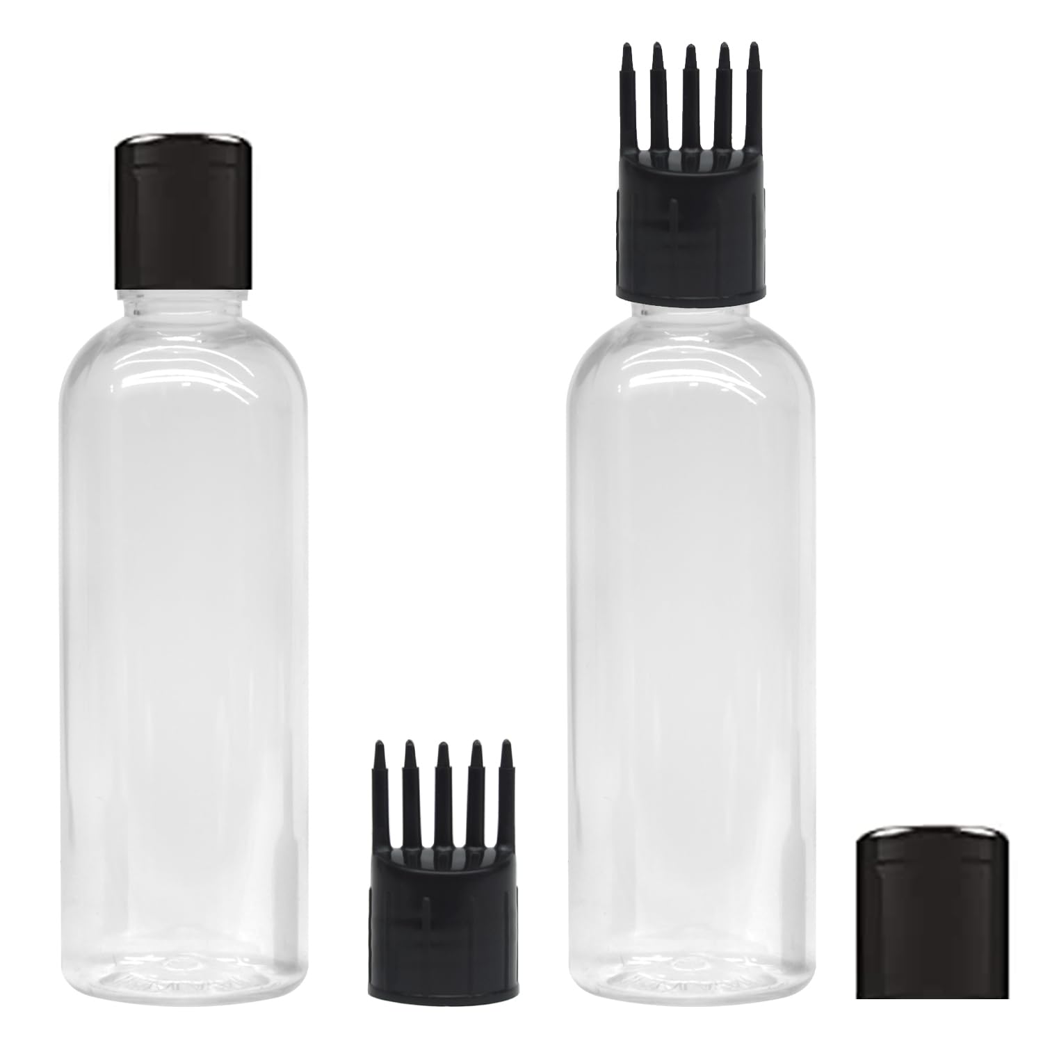 Premium Hair Root Applicator Bottle 100ml (2-Pack) - Transparent Scalp Oil Applicator with Comb for Hair Growth, Shampoo & Medicine - Perfect for At-Home Hair Treatments & Salon Use