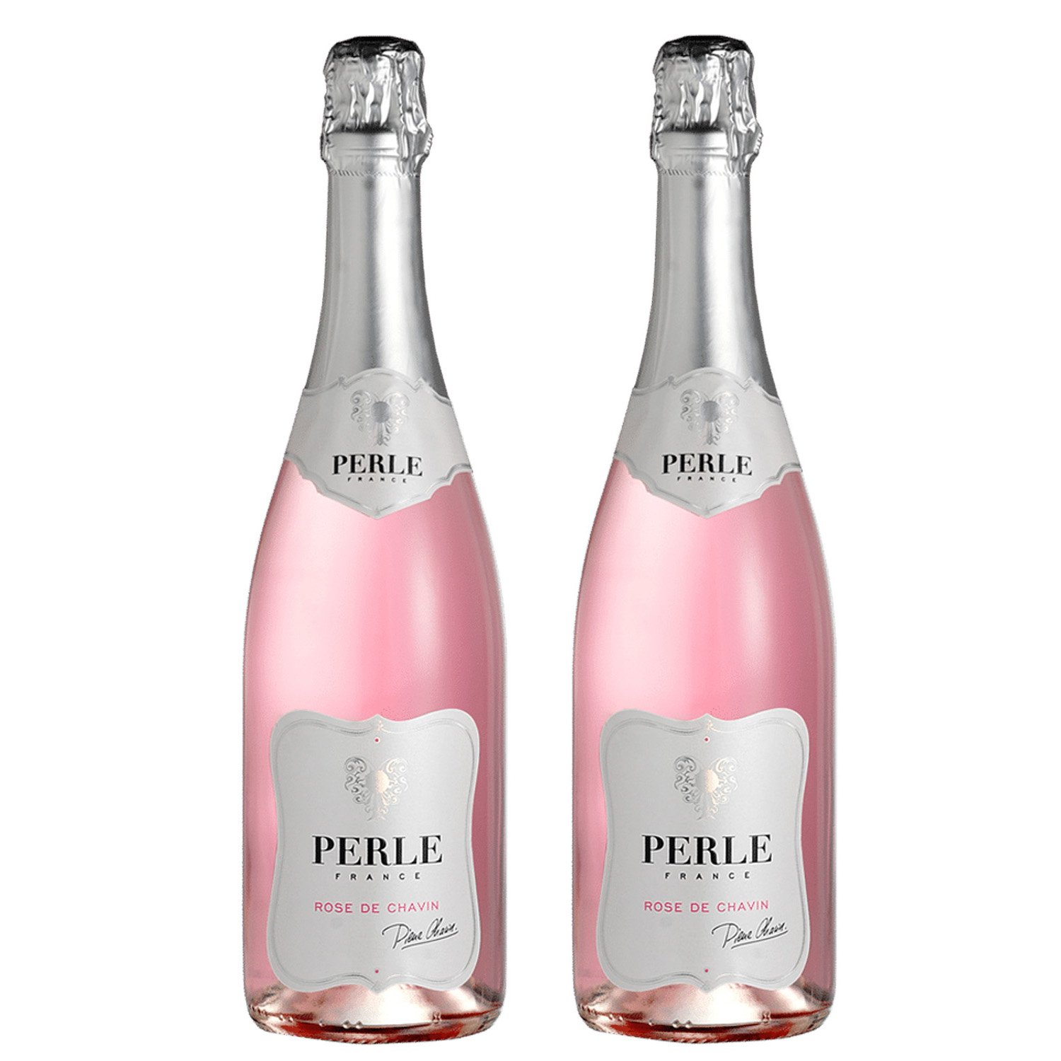 Pierre Chavin Perle Rose Non-Alcoholic Sparkling Wine - Alcohol Free Rosé - 750ml (2 Bottles) - Perfect for Weddings, Parties & Special Occasions