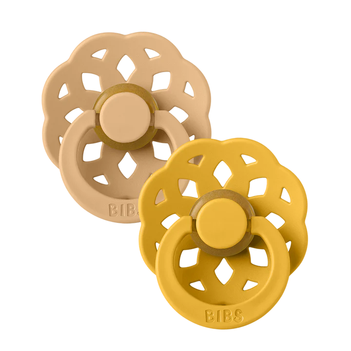 BIBS Round Latex Pacifiers Twin Pack - Natural Rubber Baby Soothers for Newborns & Infants | Perfect for Daytime Comfort & Nighttime Sleep | Bohème Collection
