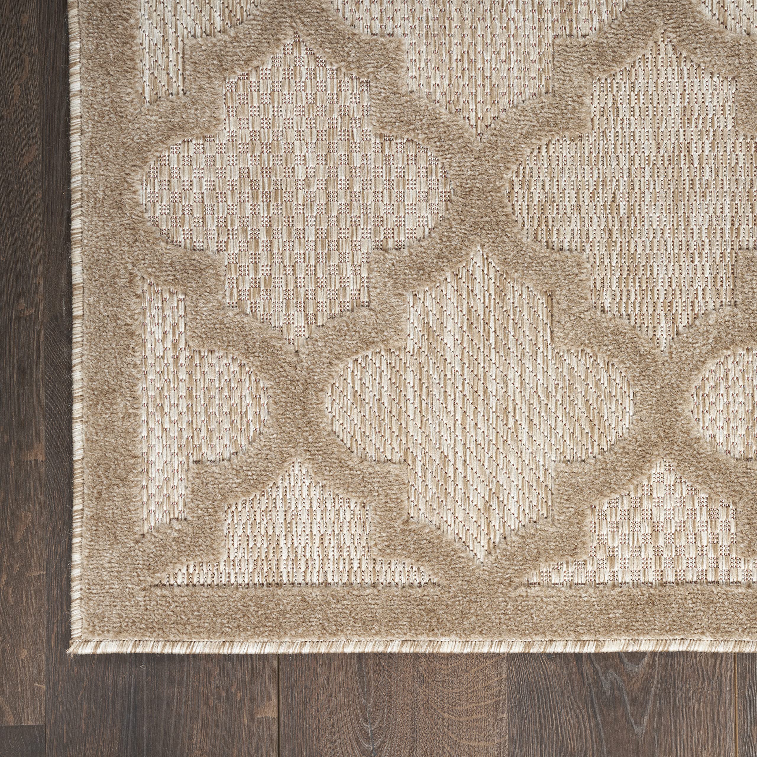 Nourison Easy Care Moroccan Trellis 7' x 10' Area Rug - Natural Beige, Non-Shedding & Easy Cleaning | Perfect for Bedroom, Living Room, Dining Room, Outdoor Deck & Patio Decor