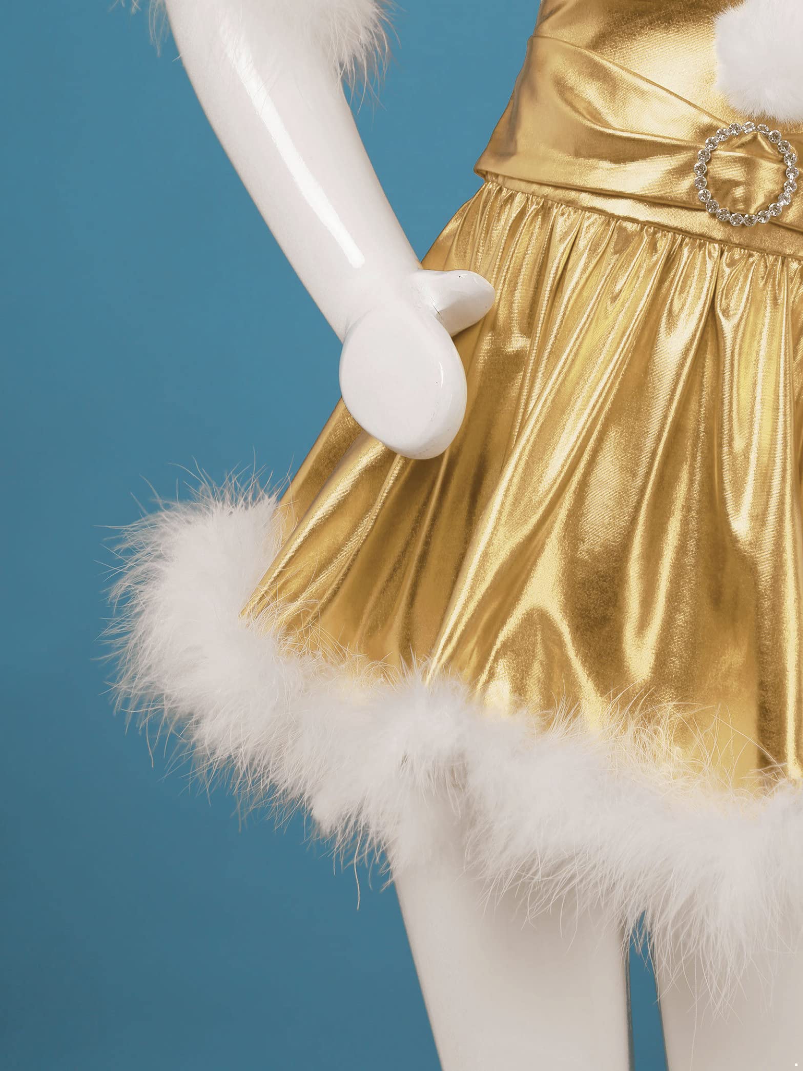 Girls Christmas Shiny Metallic Dance Costume - Jazz Outfit for Modern Dance & Figure Skating - Holiday Performance Dress for Kids (Ages 5-12) - Perfect for Recitals, Competitions & Christmas Shows