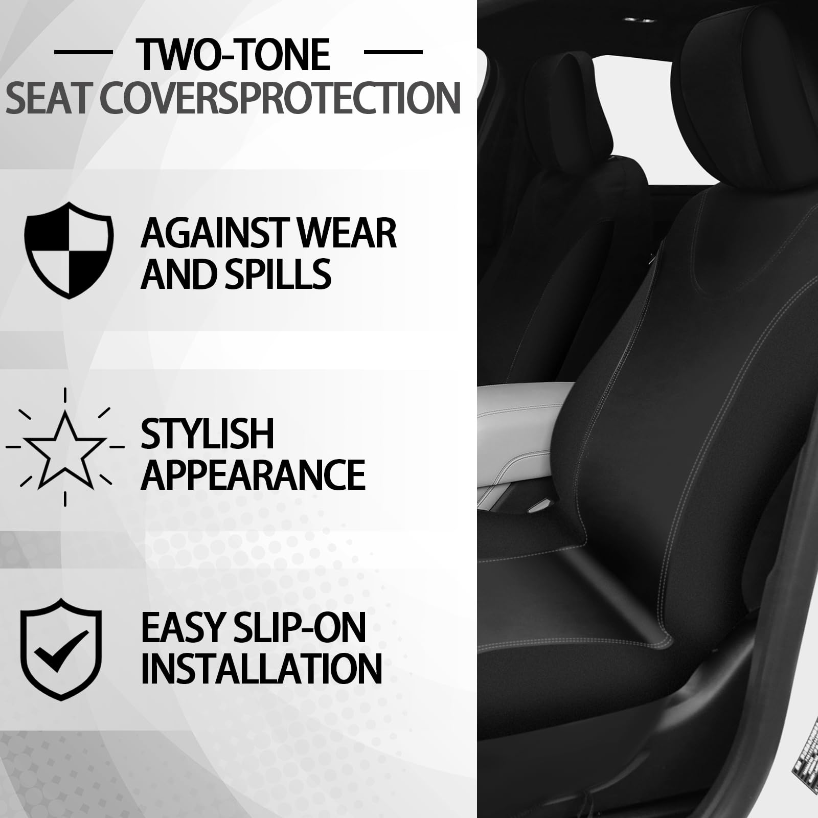 Woanger 47-Piece Luxury Car Seat Cover Set - Premium Fluffy Steering Wheel Cover, Seat Belt Covers & Floor Mats - Universal Fit for Most Vehicles (Black) - Perfect for Winter Comfort & Car Interior Decoration