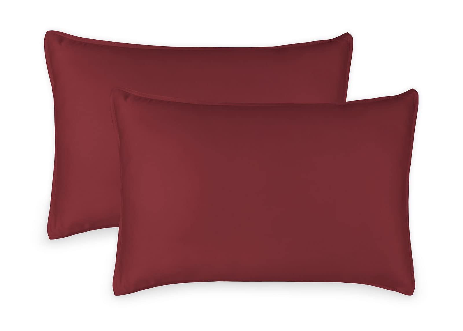 Premium 100% Organic Bamboo Viscose King Pillowcases - Ultra Soft & Cooling, Double Stitched with Envelope Closure (Set of 2, Merlot Red) - Perfect for Hot Sleepers & Luxury Bedding Upgrade