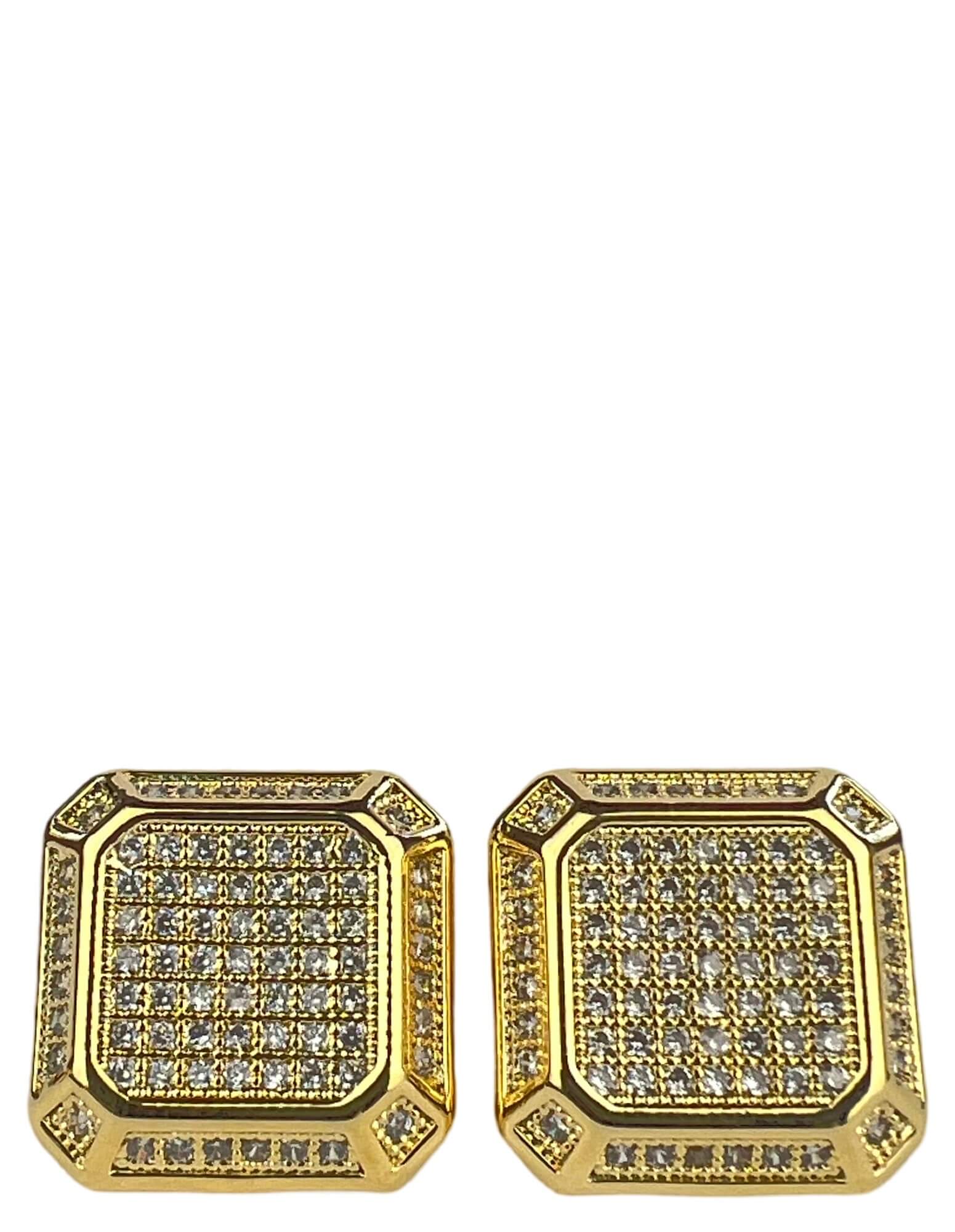 DÉCLIC Diamond Boss Cut Cufflinks in Gold - Elegant Men's Dress Accessories for Weddings, Business Meetings & Formal Events