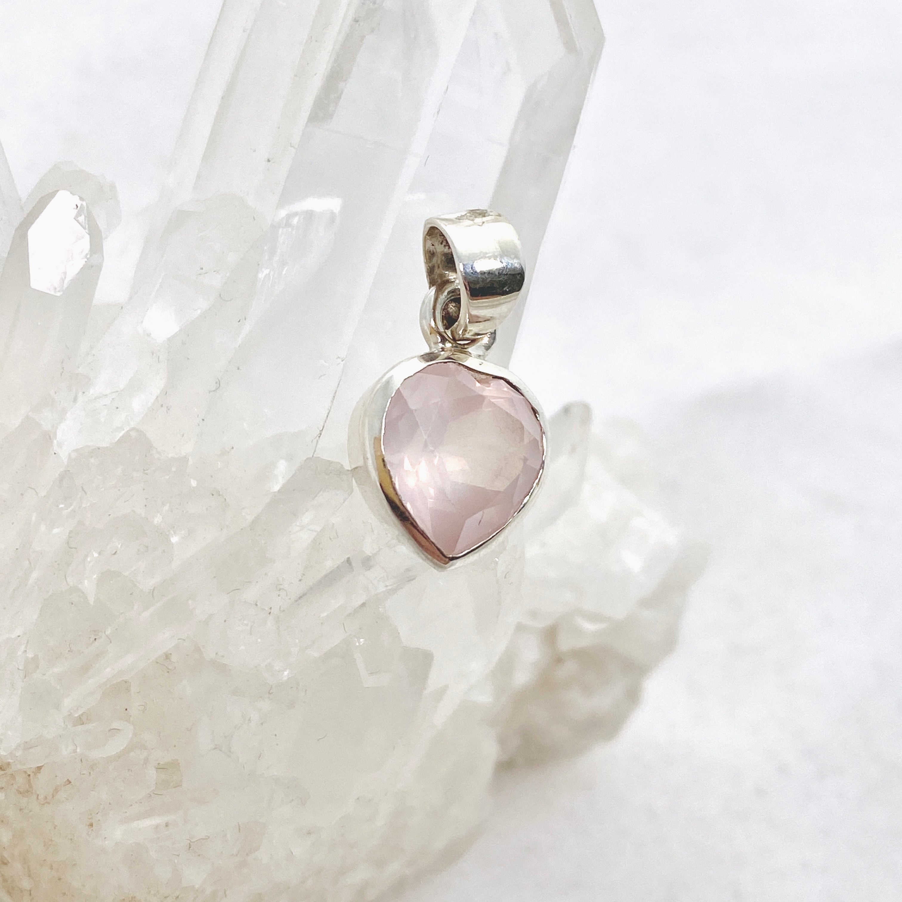 Rose Quartz Heart Faceted Pendant Necklace - Natural Gemstone Jewelry for Women - Perfect for Valentine's Gift, Meditation & Energy Healing