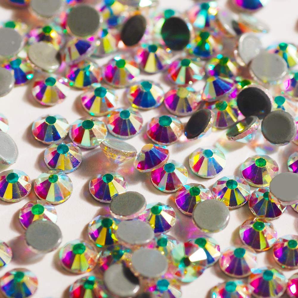 Premium Hotfix Rhinestones - Round Flatback Glass Gems for DIY Wedding Dresses & Costumes (AB, SS12) - Perfect for Bridal Gowns, Prom Dresses, and Craft Projects