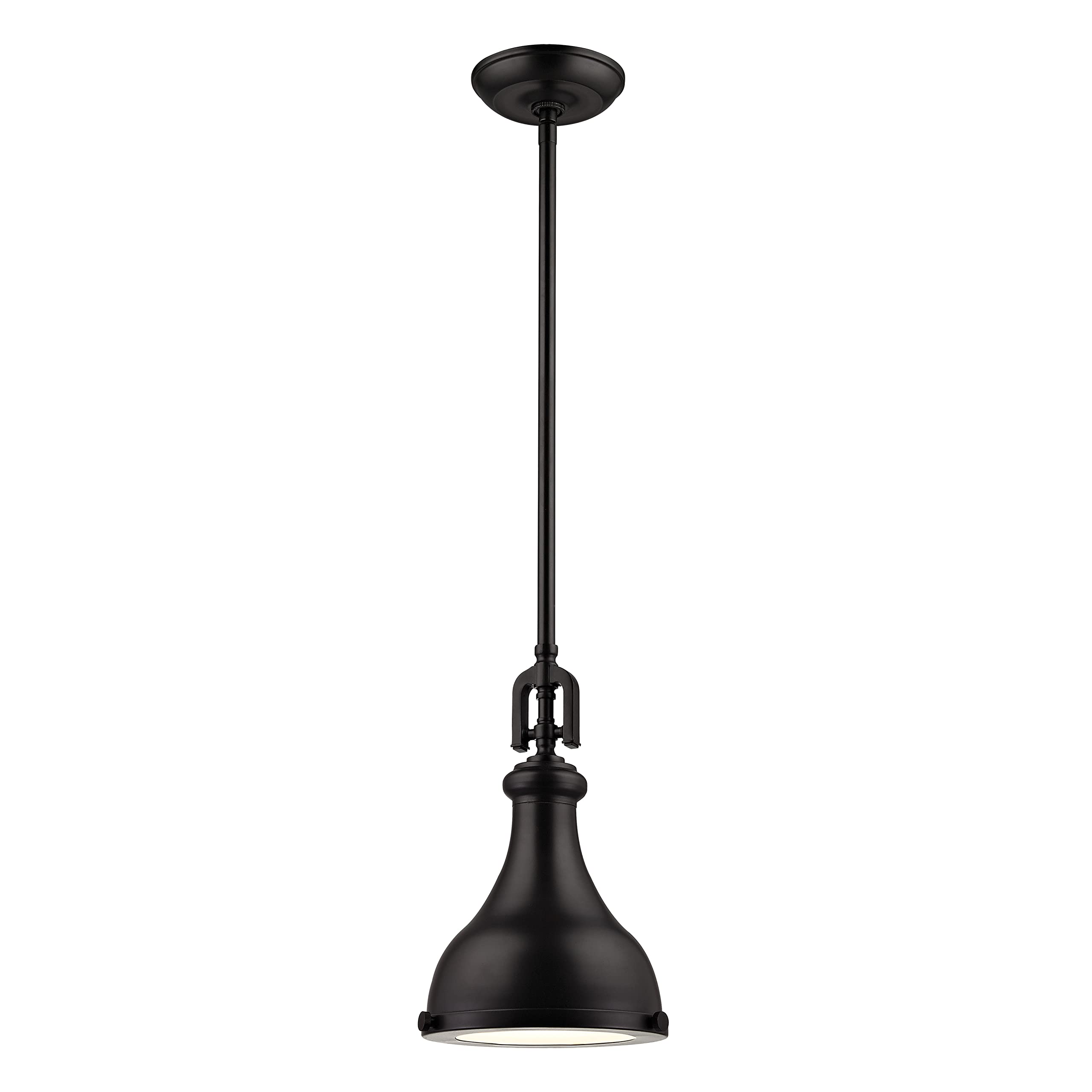 Elk Home Rutherford Mini Pendant Light - 1-Light Oil Rubbed Bronze Finish with Frosted Glass Diffuser, Transitional Style Hanging Fixture for Kitchen Island, Dining Room, or Entryway Lighting