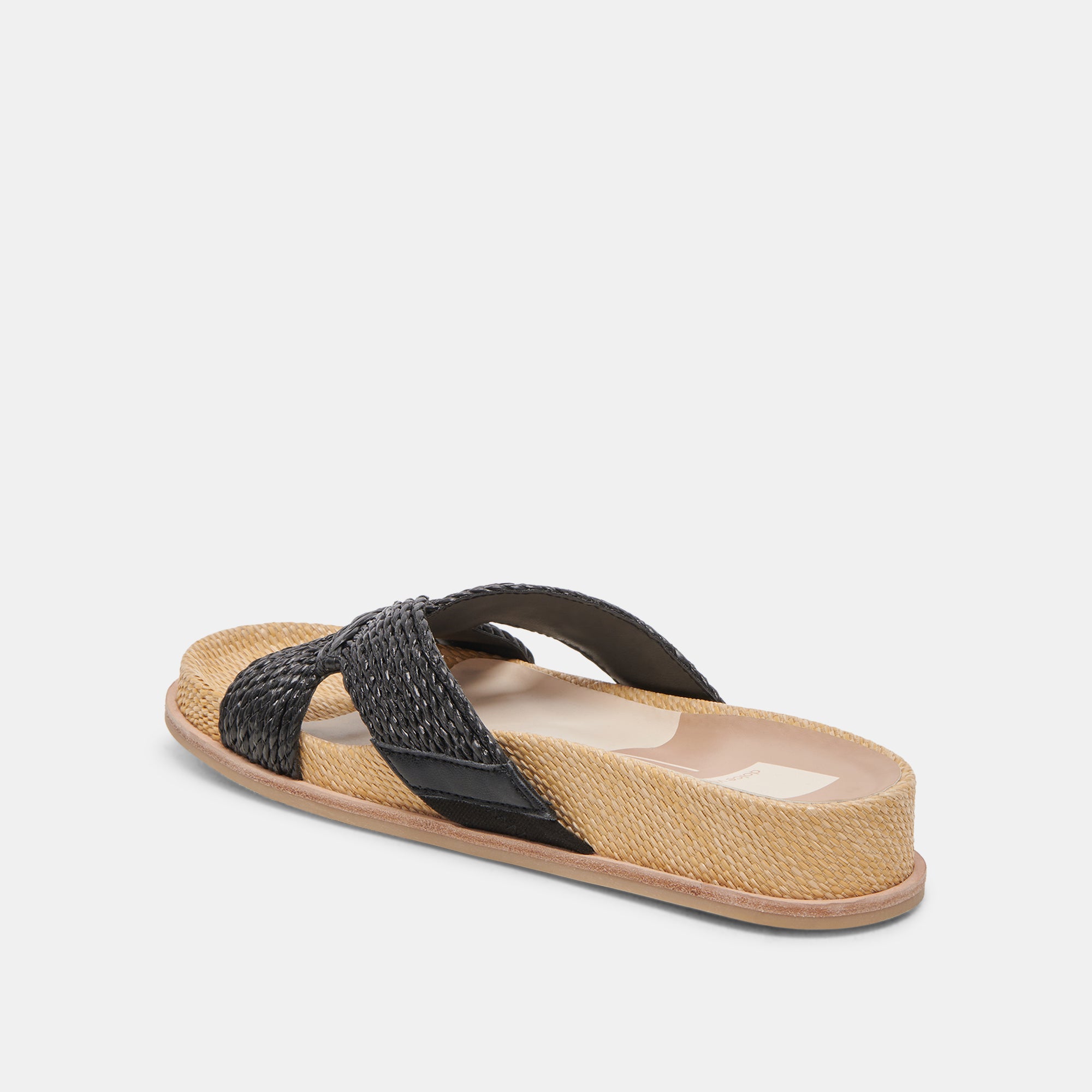 SELDA Wide Comfortable Sandals for Women - Onyx Black Raffia Beach Sandals | Perfect for Summer, Vacation, and Casual Outings