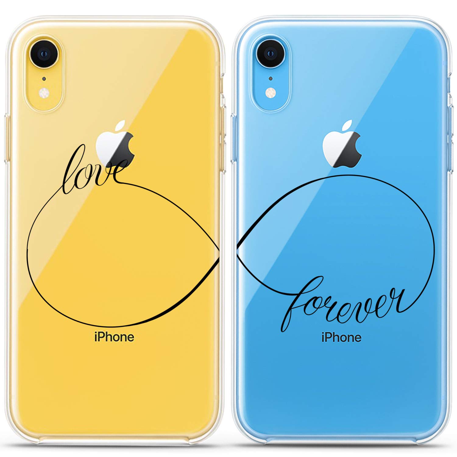 Matching Couple Phone Cases for iPhone 16/15/14/13/12/11 Pro Max/Mini/Xs/X/6s/8 Plus/7/Xr/10/SE/5 - Cute Silicone Love Infinity Sign Cover - Perfect Gift for Girlfriend, BFF & Couples - Ideal for Anniversaries, Valentine's Day & Romantic Dates