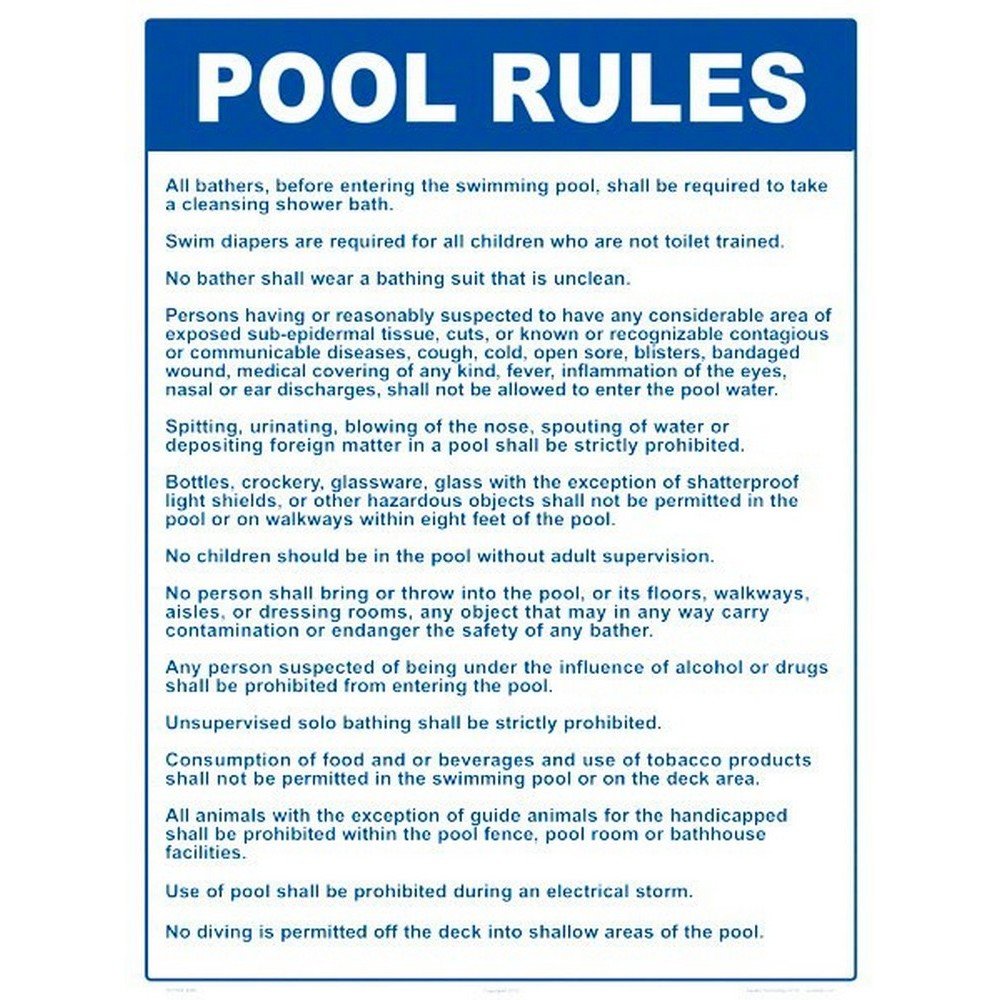 Pool Rules Sign - Aquatic Technology 2011WS1824E Durable Swimming Pool Safety Sign for Residential & Commercial Pools | Perfect for Backyard, Community Pools & Water Parks