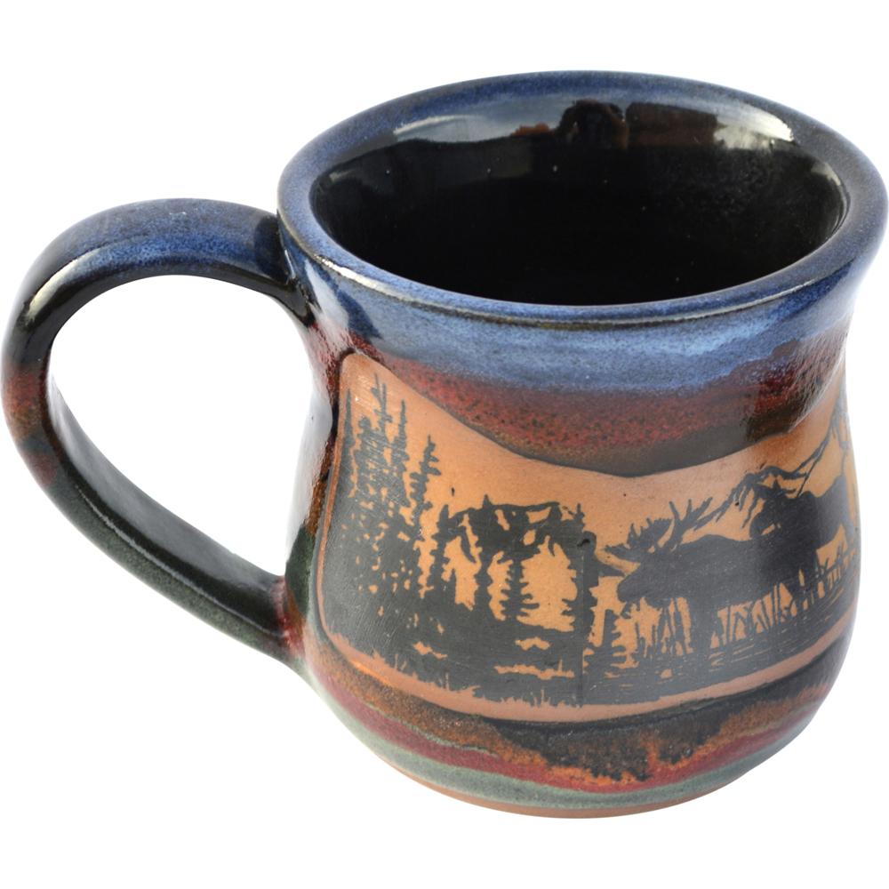 Forest Moose Pottery Dinnerware Set - Handcrafted Ceramic Plates, Bowls & Mugs for Rustic Home Dining - Perfect for Farmhouse Kitchens, Camping & Outdoor Entertaining