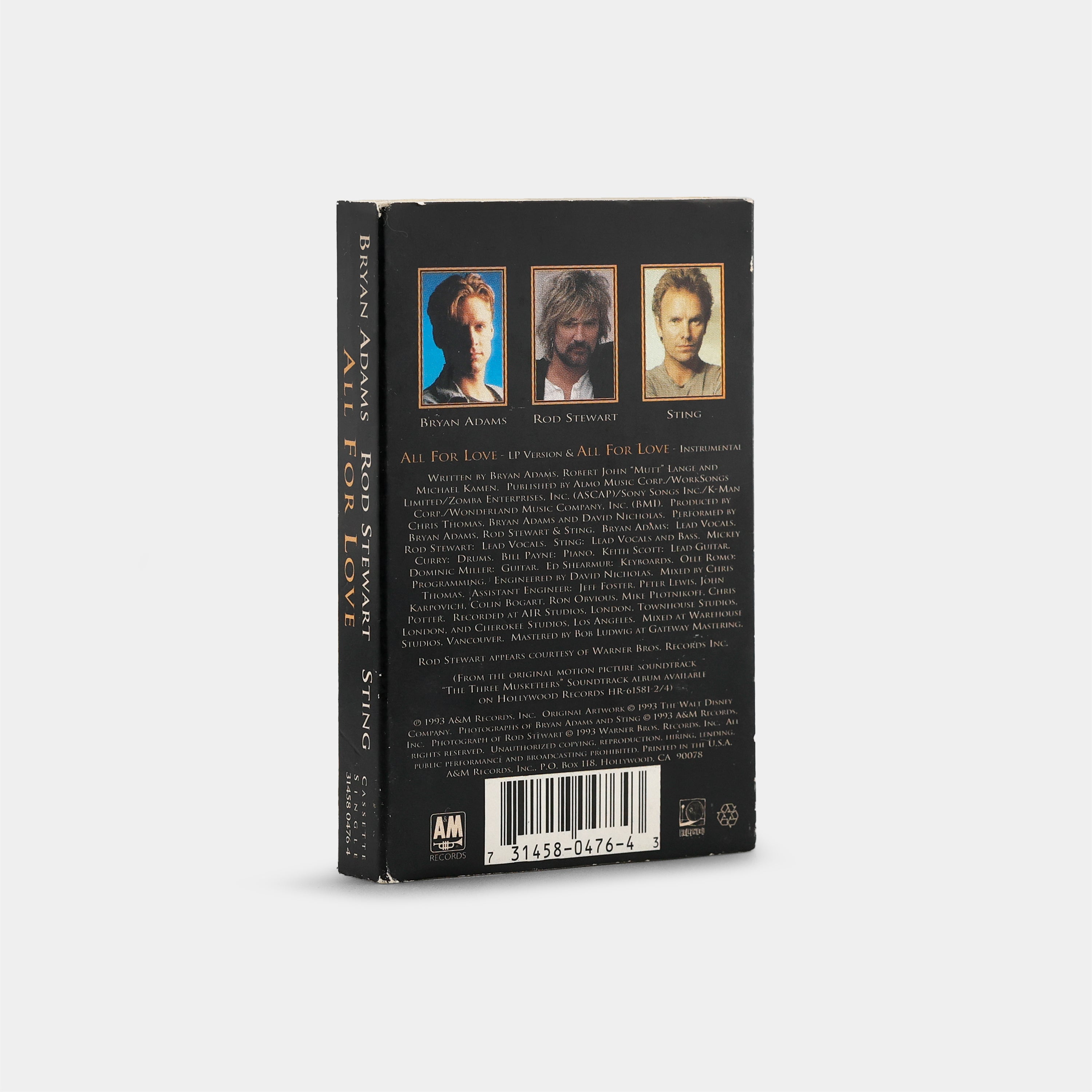 Bryan Adams, Rod Stewart, Sting - All For Love Cassette Tape | 90s Music Collectible | Perfect for Vintage Music Lovers & Road Trips