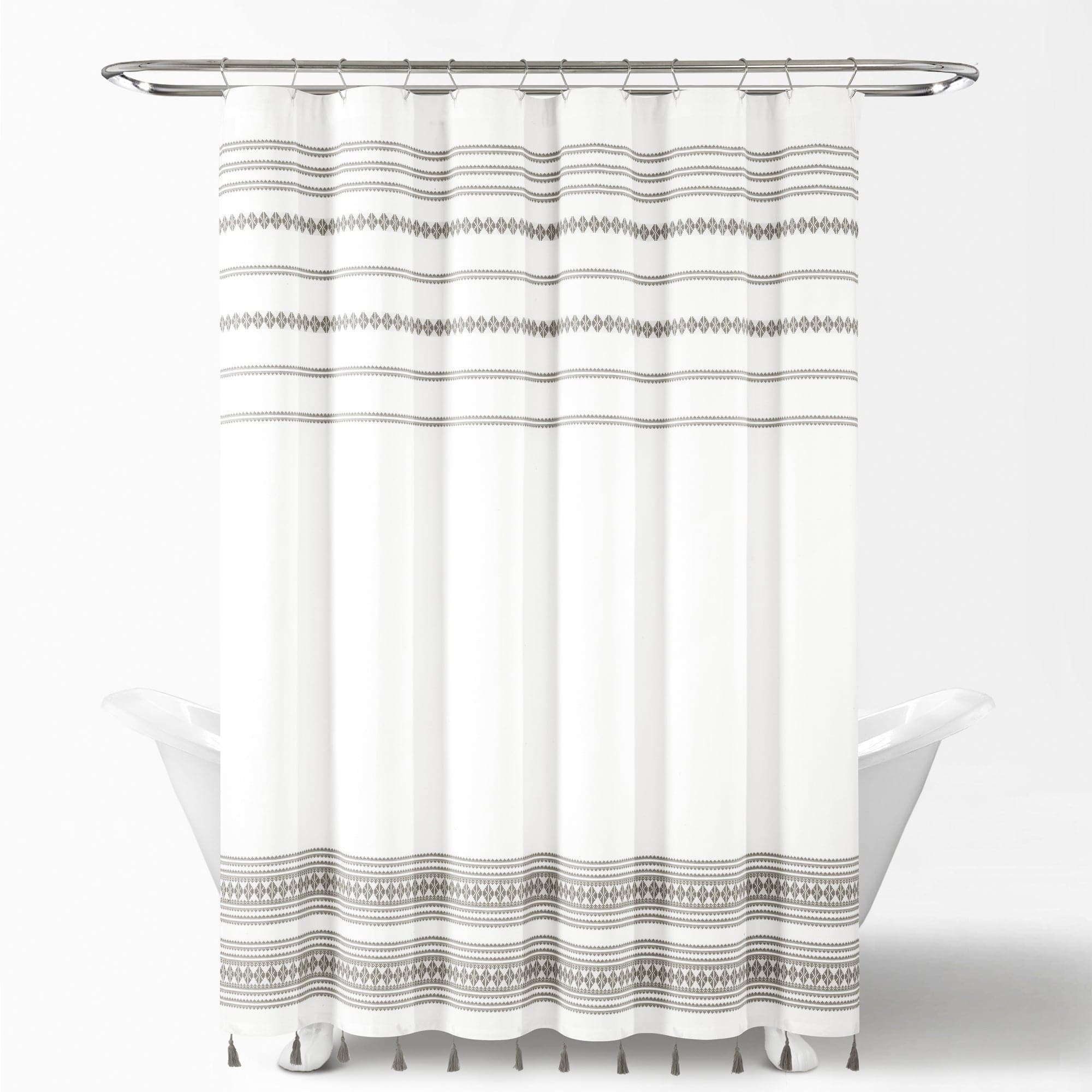 Eco-Friendly Breezy Chic Tassel Jacquard Shower Curtain - 100% Recycled Cotton Bathroom Decor for Modern & Bohemian Style Homes