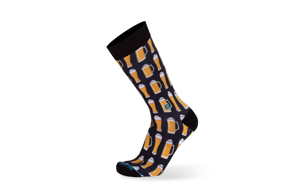 Premium Cushioned Dress Socks for Men - Comfortable Tall Socks with Beer Pattern - Perfect for Office, Casual Wear & Gift Giving