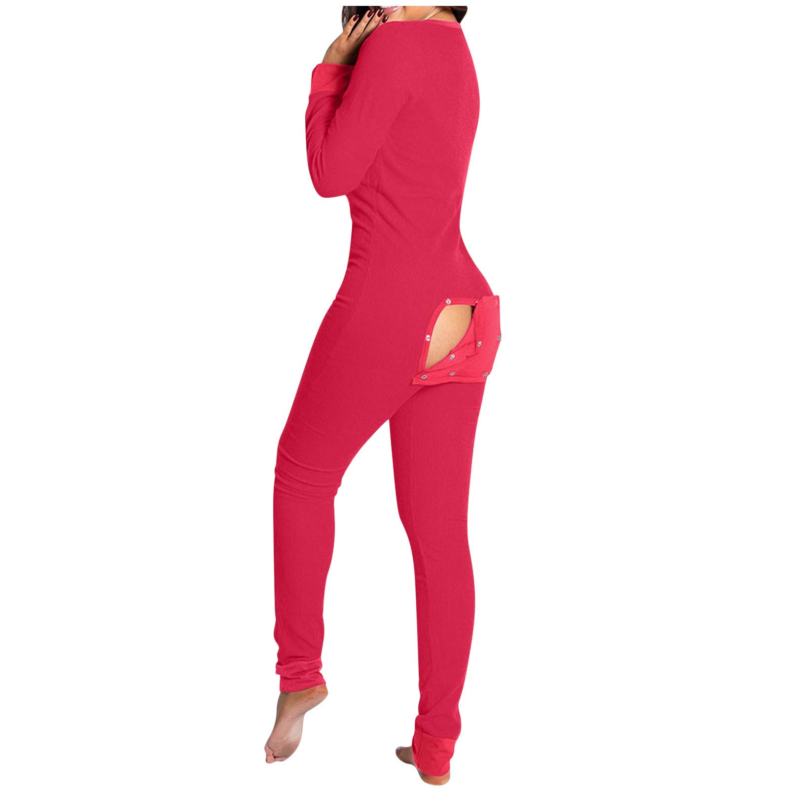 Women's Stretchy V-Neck Long Sleeve Bodysuit Jumpsuit - Floral Print Pajama Romper for Lounge, Sleepwear & Casual Outfits