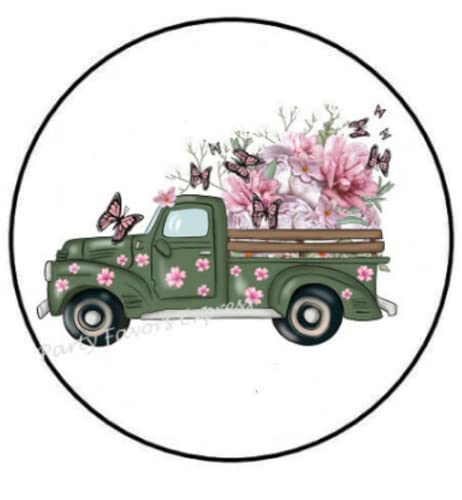 30 Pcs 1.5 Inch Spring Flower Butterfly Truck Stickers - Decorative Vinyl Stickers for Scrapbooking, Envelopes, Laptops, Water Bottles - DIY Craft Supplies for Spring Decorations