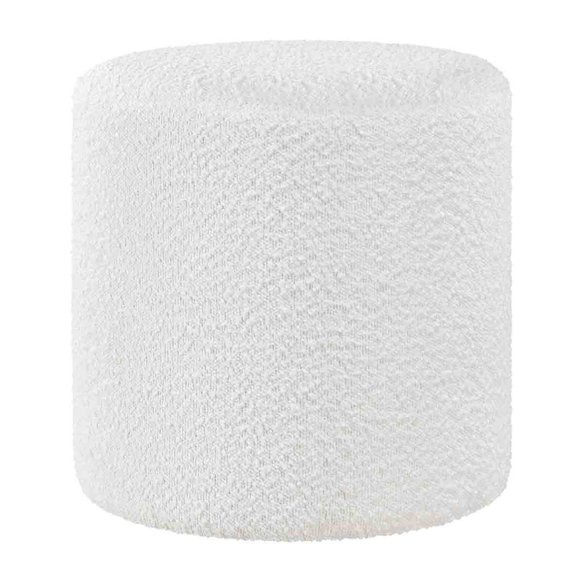 Juliette Boucle Ottoman 16 Inch Round Tufted Storage Stool - Modern Upholstered Footrest Pouf for Living Room, Bedroom, Nursery | Cream Velvet Fabric with Wooden Legs | Multi-Functional Home Decor