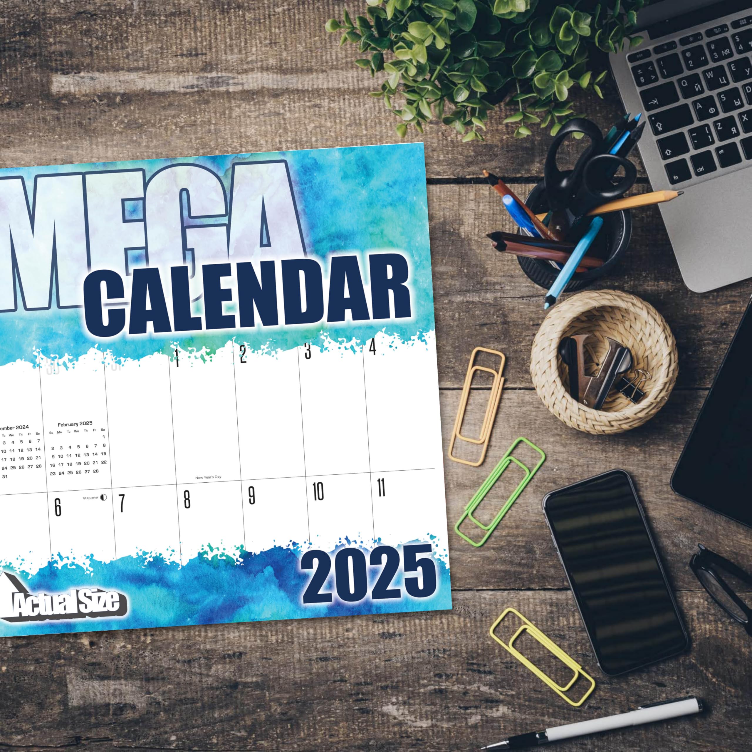 2024-2025 Large Grid Wall Calendar - 12x24 Inch Big Grid Planner with Thick No-Bleed Paper - Perfect for Teachers, Office & Home Organization - Made in USA - Great for Classroom, Office Decor & Family Scheduling