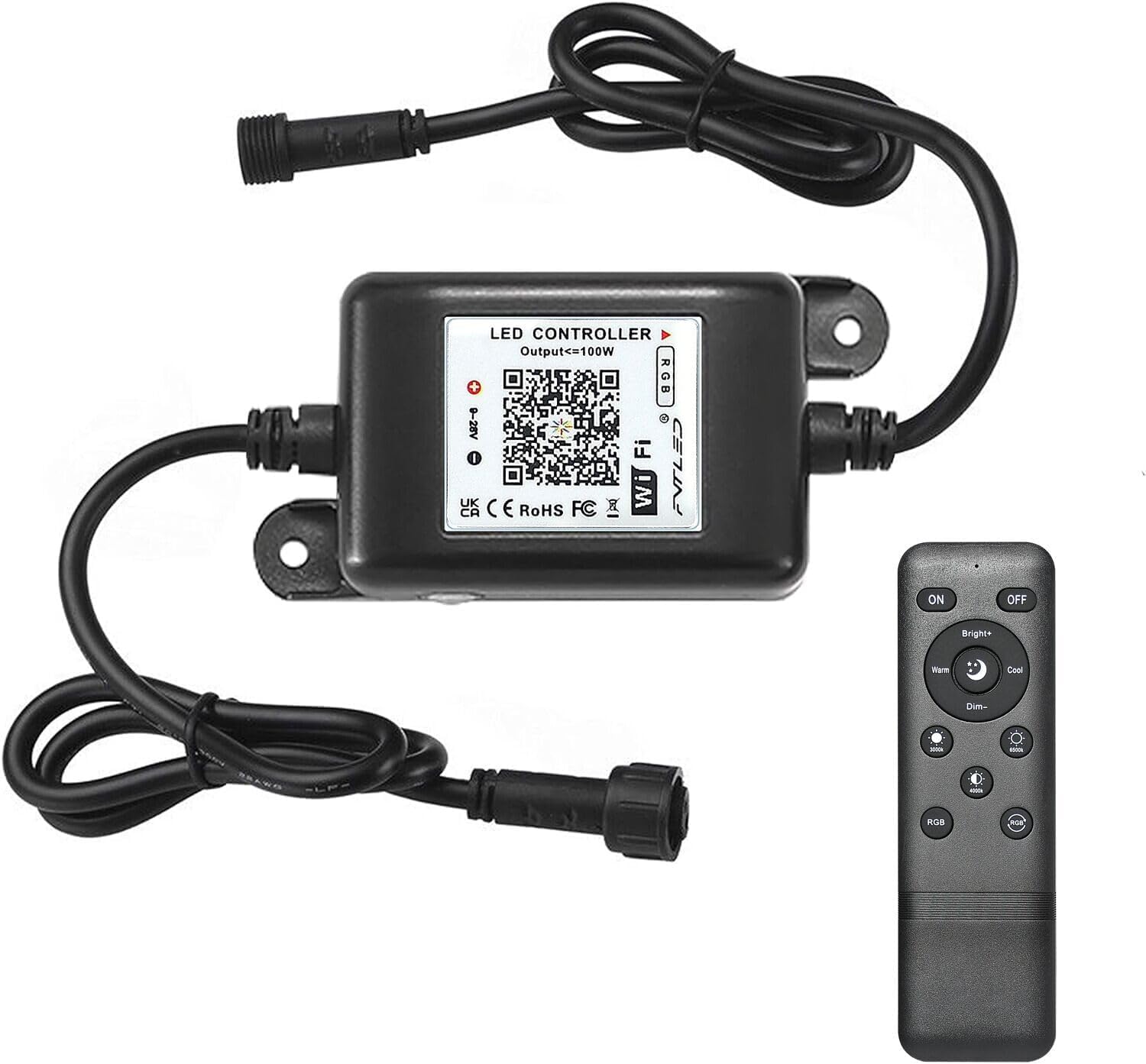 WiFi RGB Controller for LED Lights - Wireless Smart Controller Compatible with Android & iOS, Free App Control - Perfect for RGB LED Deck Lights, Home Theater, and Outdoor Lighting