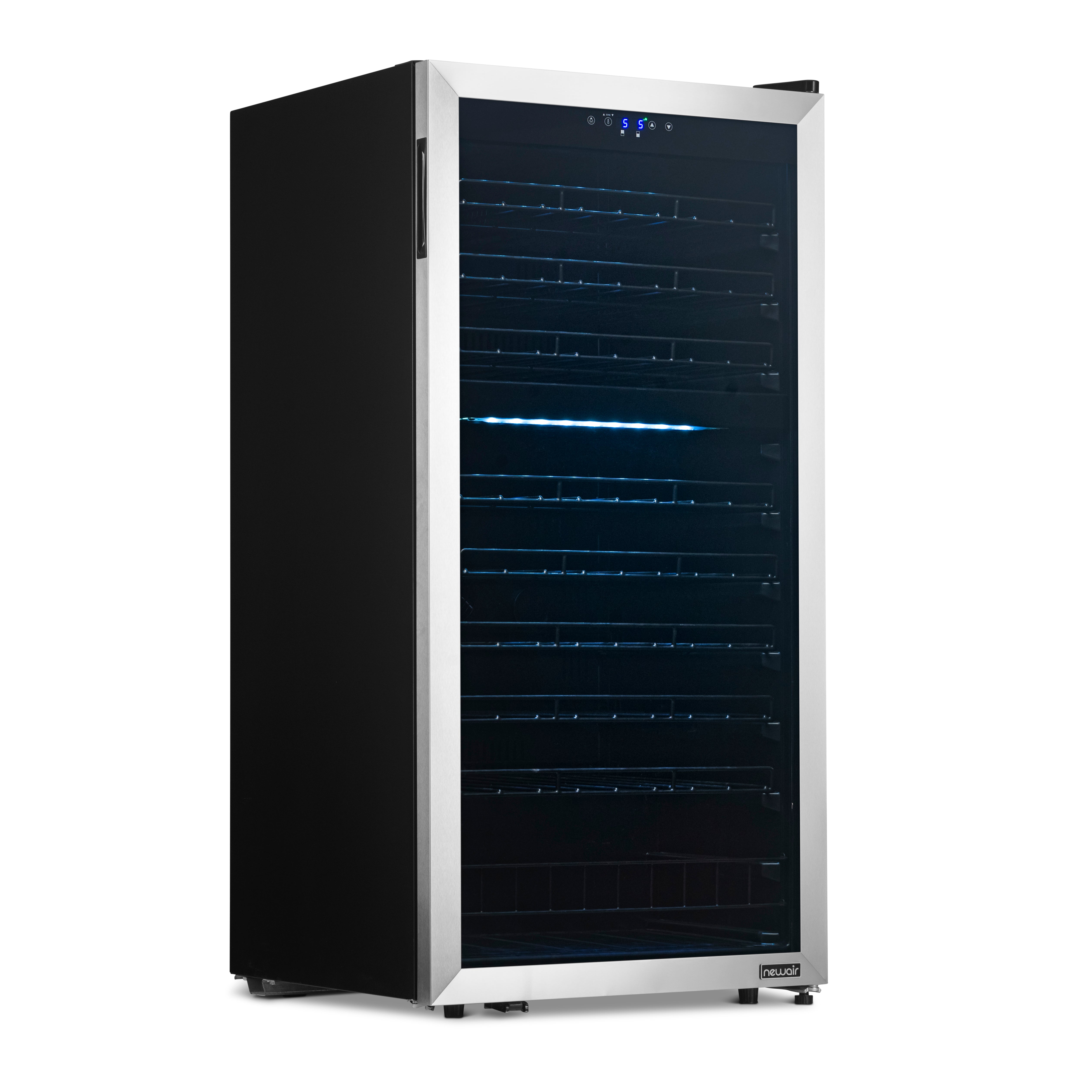 Newair® 98 Bottle 23 Inch Stainless Steel Freestanding Dual Zone Wine Cooler Refrigerator - Perfect for Home Bars, Restaurants, and Wine Cellars