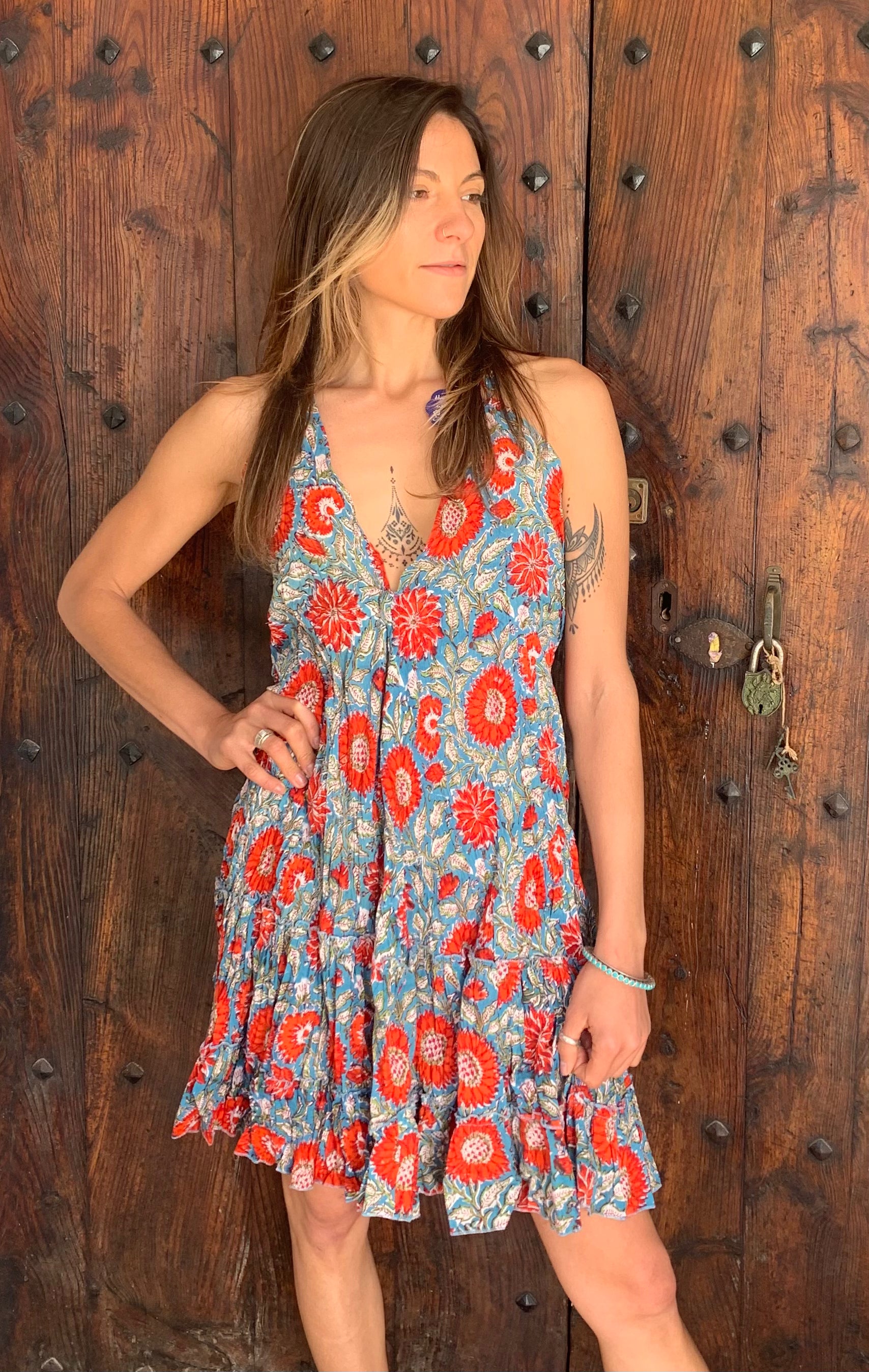 Sexy Pink Ikat Summer Dress for Women - Flowy Beach Cover Up & Vacation Outfit - Perfect for Pool Parties, Tropical Getaways & Summer Travel