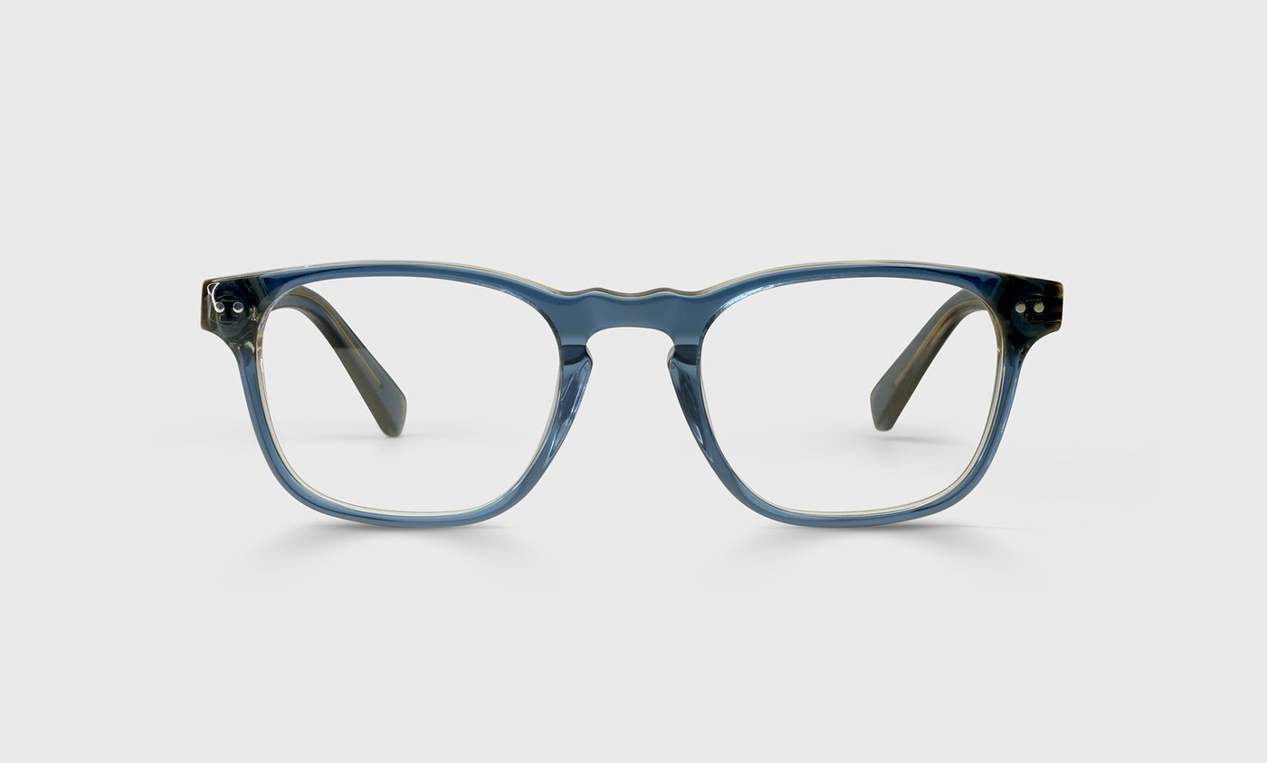 Old Sport Color 10 Navy Blue Crystal Acetate Eyeglass Frames - Lightweight & Durable for Men & Women - Perfect for Reading, Driving & Fashion Accessories