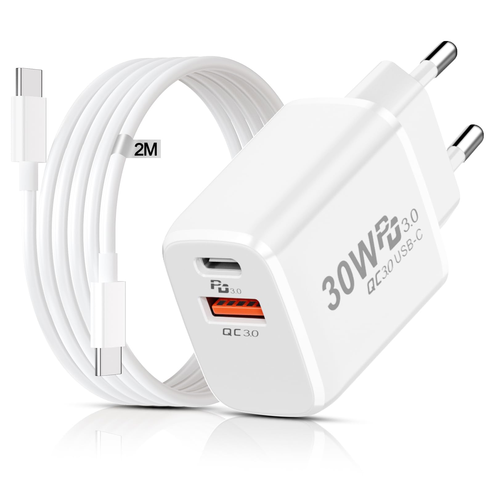 30W Fast USB C Charger for Google Pixel 8 Pro/8A/7/6/5, iPhone 15 Pro Max, Samsung S24/S23/S22 - PD Quick Charge Type C Wall Charger for Home, Office & Travel