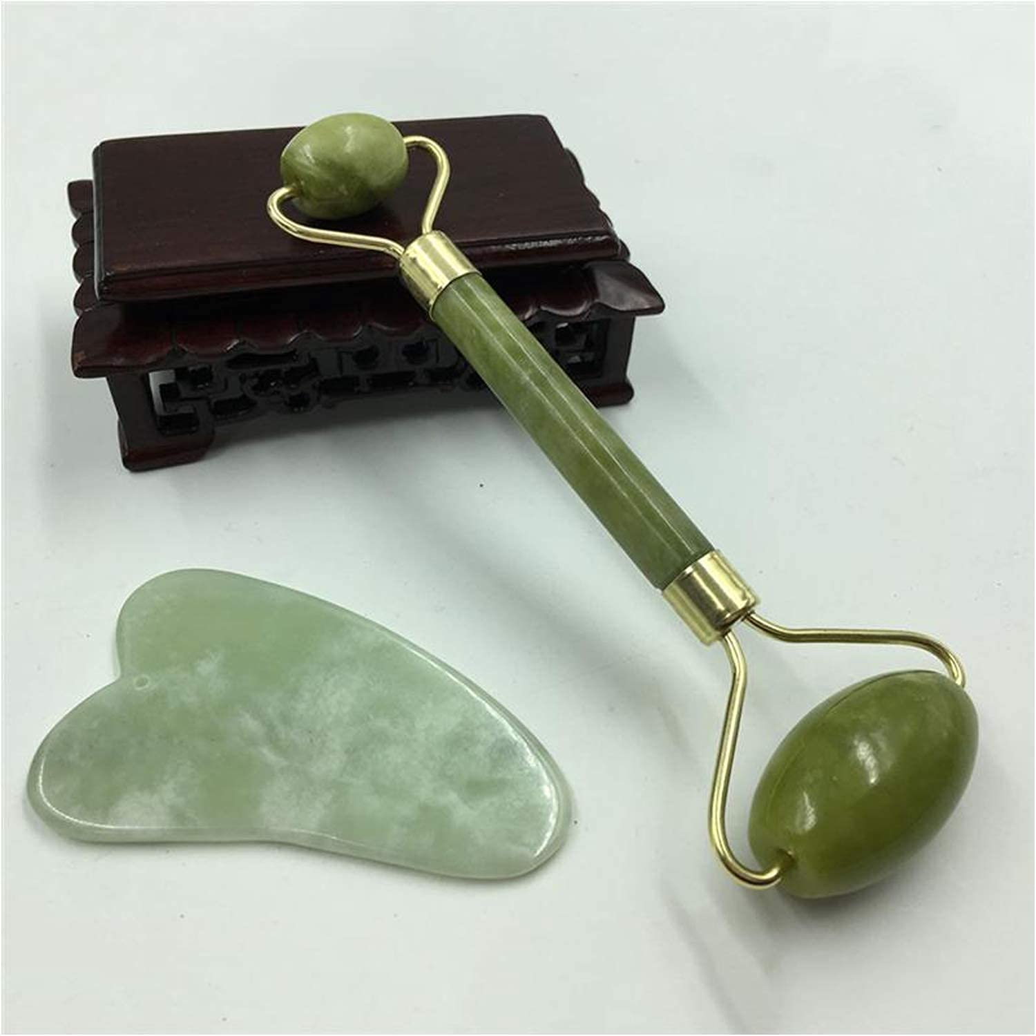 Natural Himalayan Stone Jade Roller & Gua Sha Facial Massager for Face & Neck - Reduce Wrinkles, Boost Serum Absorption | Perfect for Skincare Routine, Relaxation & Anti-Aging Therapy
