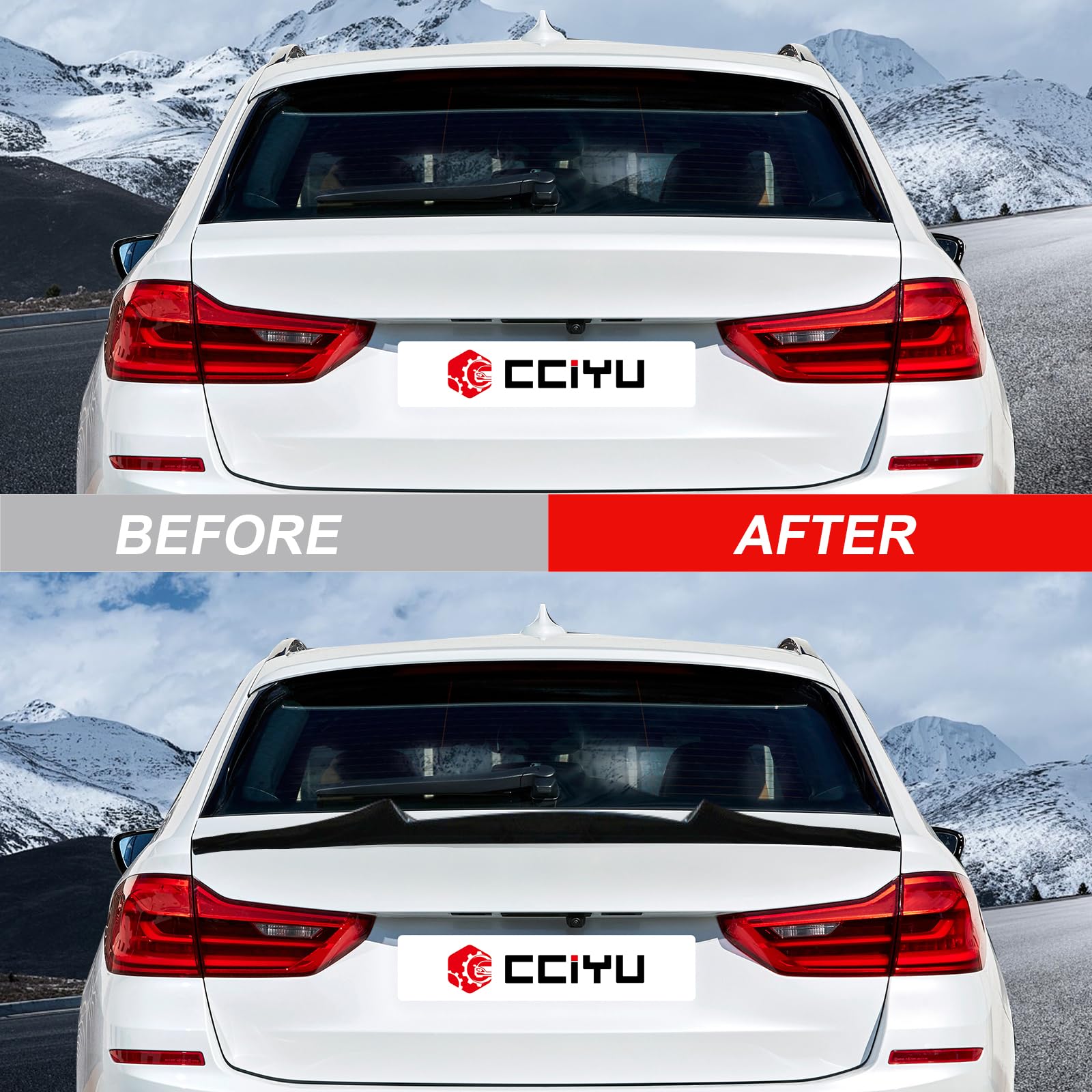 Glossy Black Carbon Fiber Rear Spoiler Wing for 2014-2016 BMW 520i - Stylish Trunk Spoiler Accessory | Enhances Aerodynamics & Sporty Look for Your BMW Sedan
