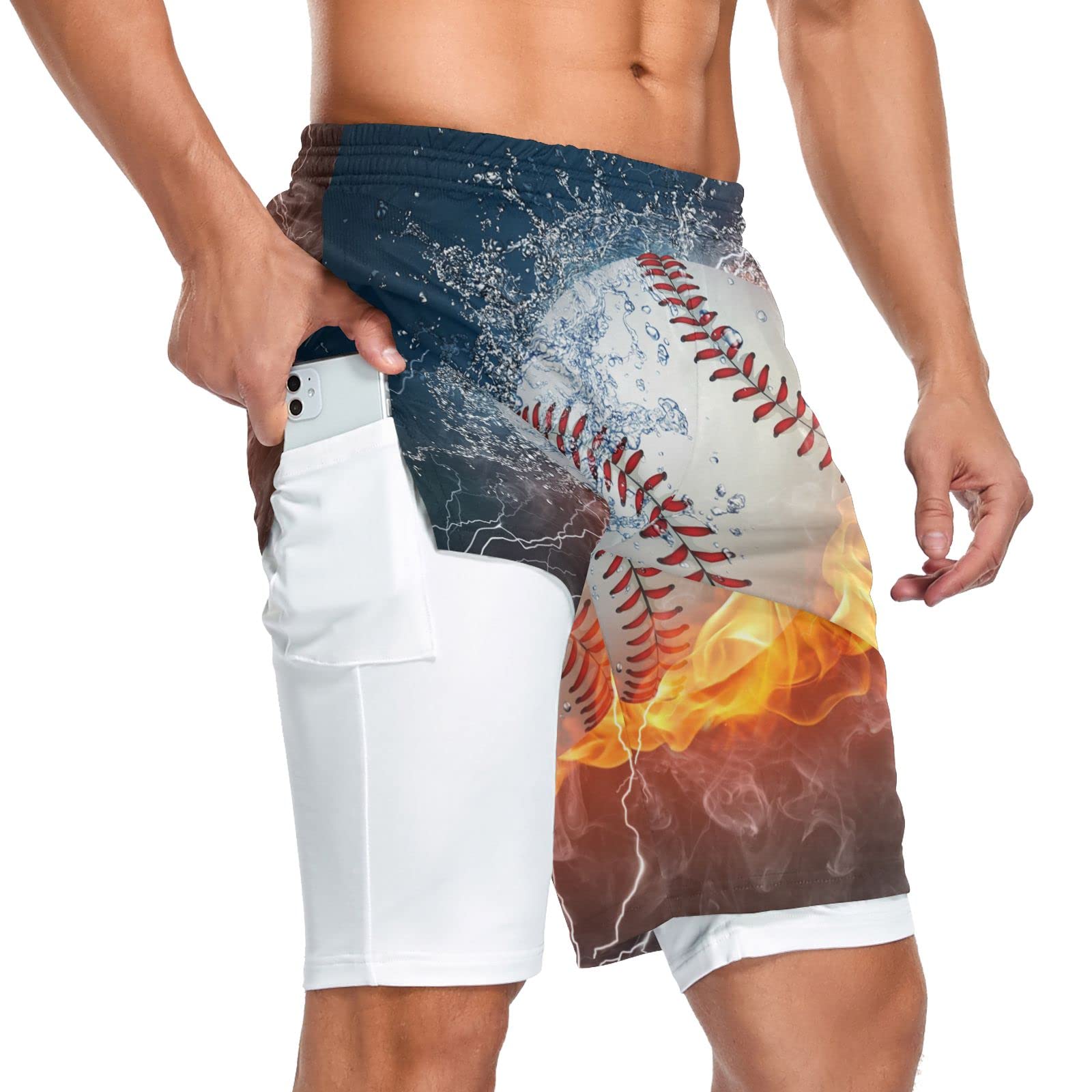 **JHKKU Men's 2-in-1 Workout Running Shorts - Quick Dry Athletic Shorts with Phone Pockets & Towel Loop - Gym, Jogging, Basketball, Yoga & Outdoor Sports**