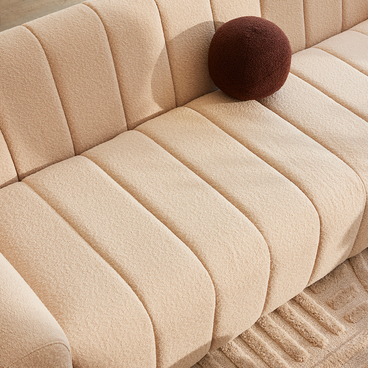 Camille Boucle 3-Seater Sofa - Modern Upholstered Living Room Couch for Small Spaces, Comfortable Fabric Sectional Sofa for Apartments and Cozy Homes
