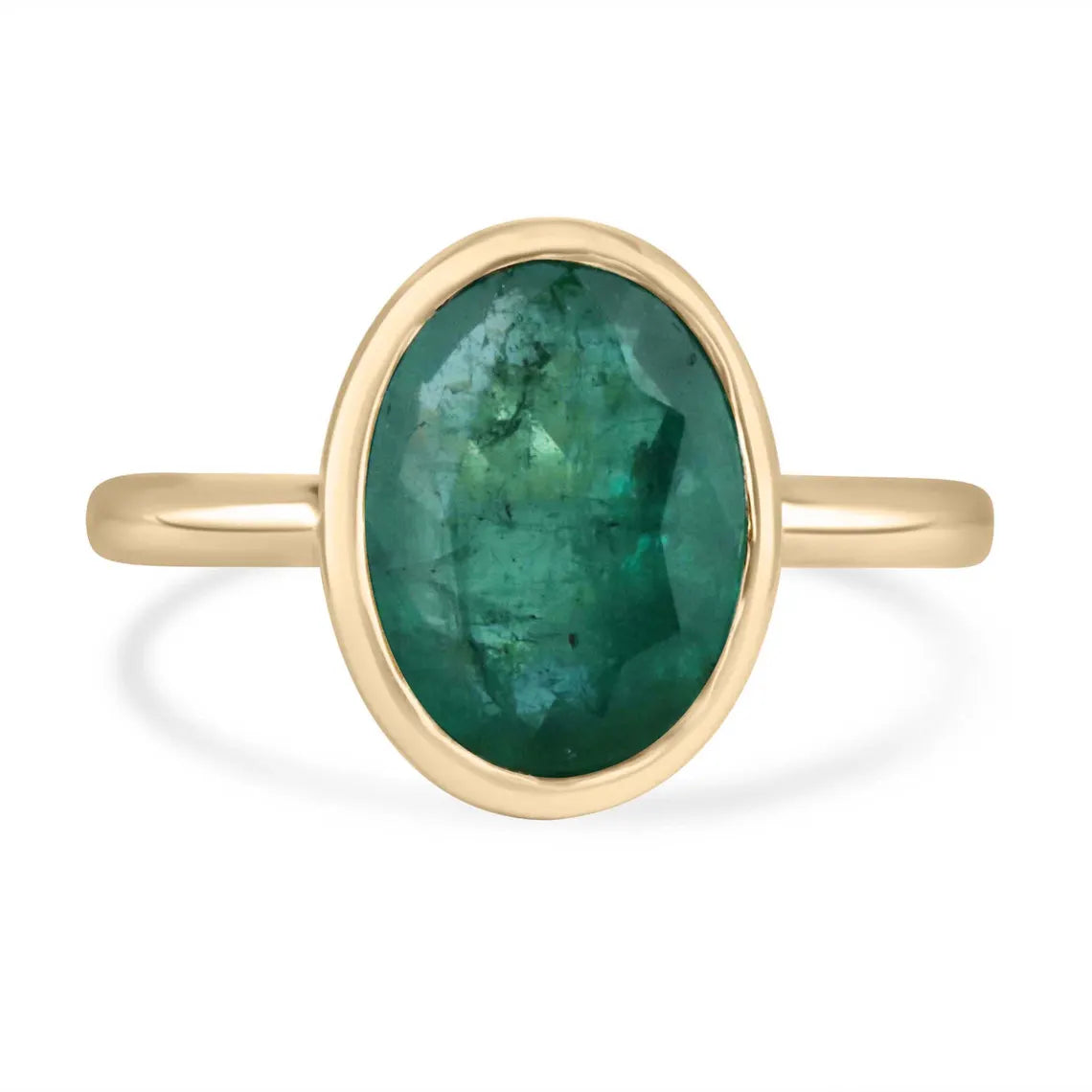 3.21ct Dark Green Oval Emerald Solitaire Ring - Elegant Statement Jewelry for Engagement, Wedding & Special Occasions