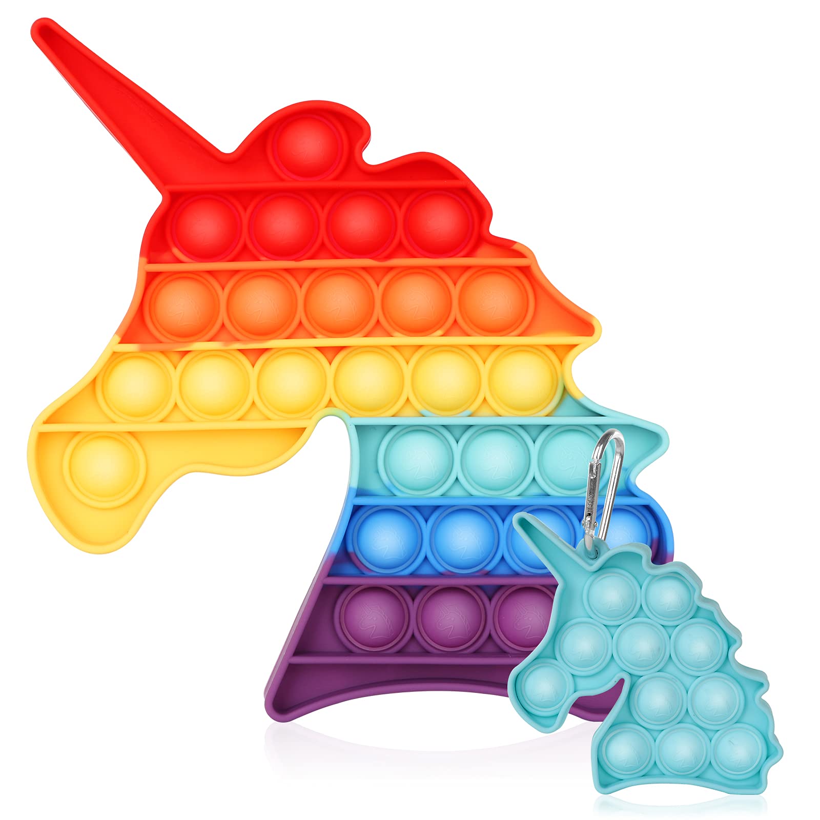 Rainbow Unicorn Pop Fidget Sensory Toy - Mini Silicone Stress Relief Hand Toy for Kids & Adults - Party Favors, Goodie Bag Stuffers, Novelty Gifts - Perfect for Anxiety Relief, Focus & Classroom Fidgeting