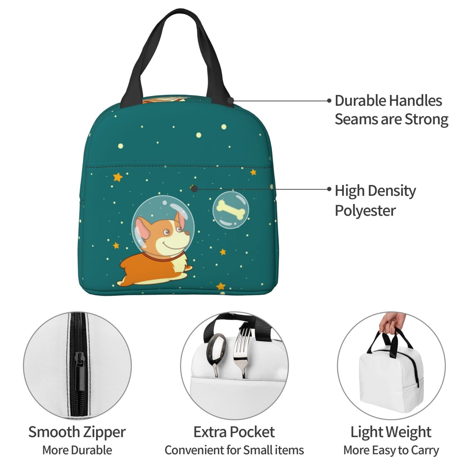Cute Smiling Dog Insulated Lunch Box - Reusable & Portable Meal Bag for School, Work, Travel & Picnic | Perfect for Teens, Boys & Girls | Keep Food Fresh All Day