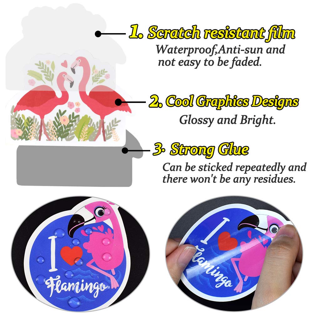 50Pcs Waterproof Flamingo Stickers for Kids & Teens - Cute Vinyl Decals for Water Bottles, Laptops, Notebooks - Perfect for Flamingo Themed Parties, School Supplies & DIY Crafts