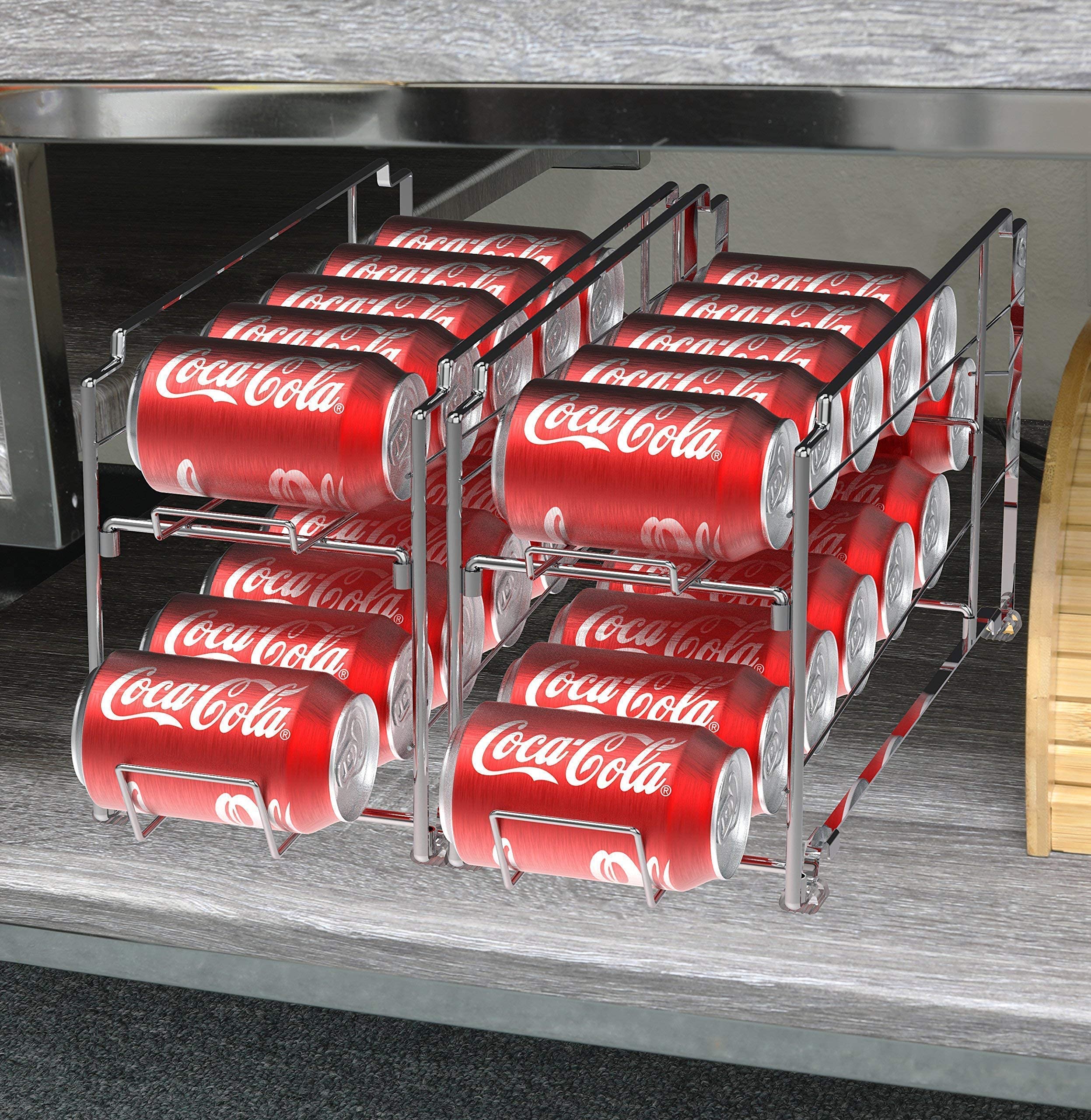 Stackable Beverage Can Dispenser & Kitchen Organizer Bin - Space Saving Soda Can Holder for Pantry, Fridge, Party & Bar Organization
