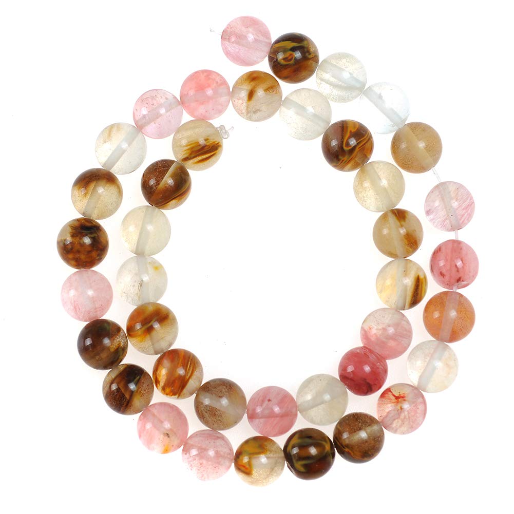 6mm Natural Mixed Watermelon Crystal Gemstone Beads - Round Loose Energy Stone for Jewelry Making, DIY Crafts, Healing Bracelets & Necklaces (15