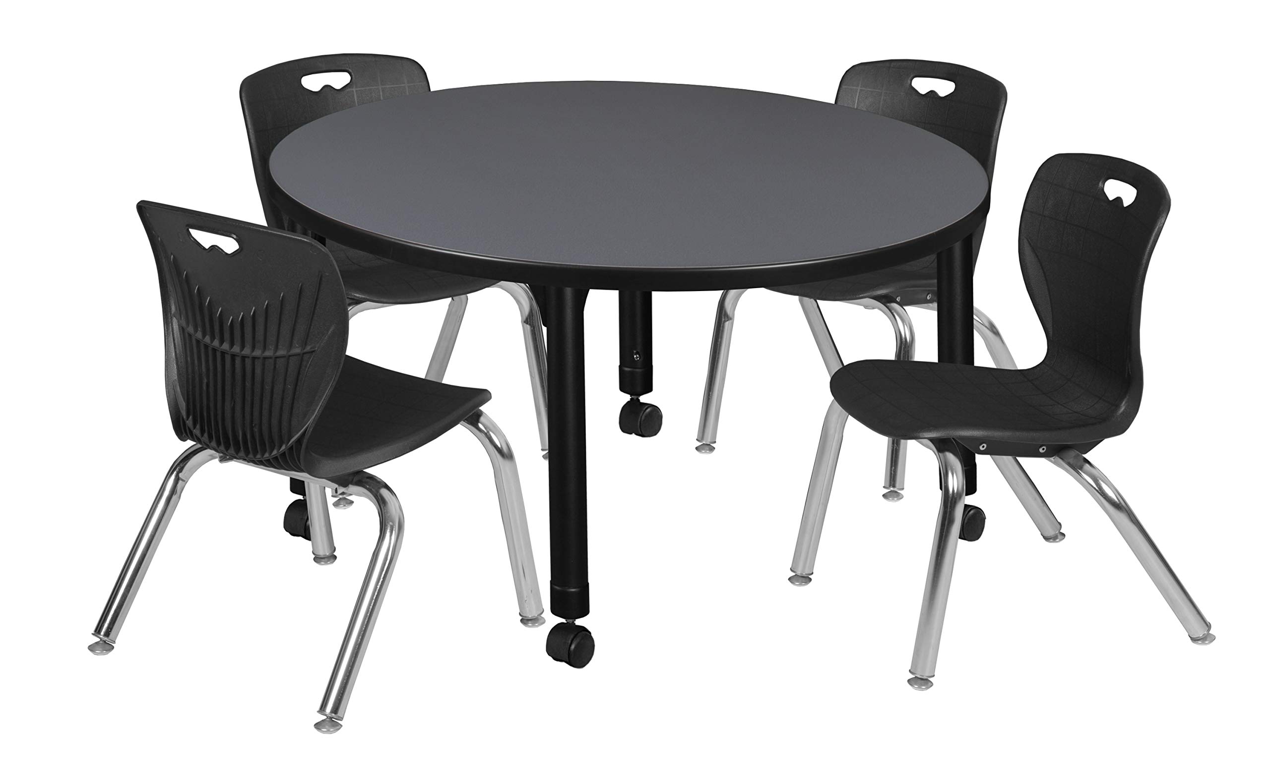Regency Kee Height Adjustable Mobile Classroom Table Set with 4 Chairs - 42