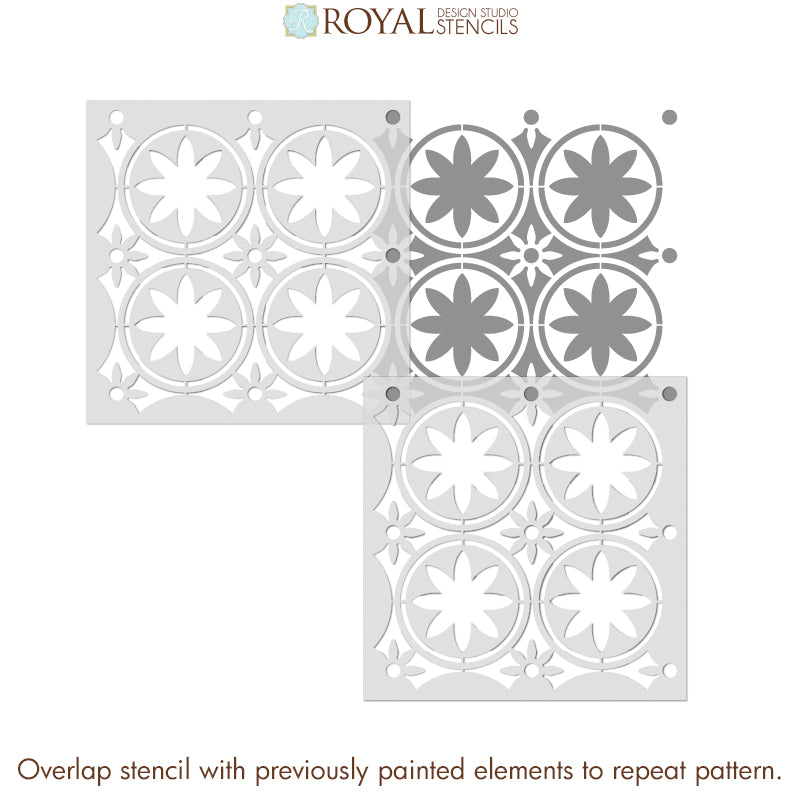 Upscaled Maison Floral Allover Tile Stencil - DIY Home Decor Stencils for Wall, Floor & Furniture Painting - Perfect for Bathroom, Kitchen Backsplash & Craft Projects
