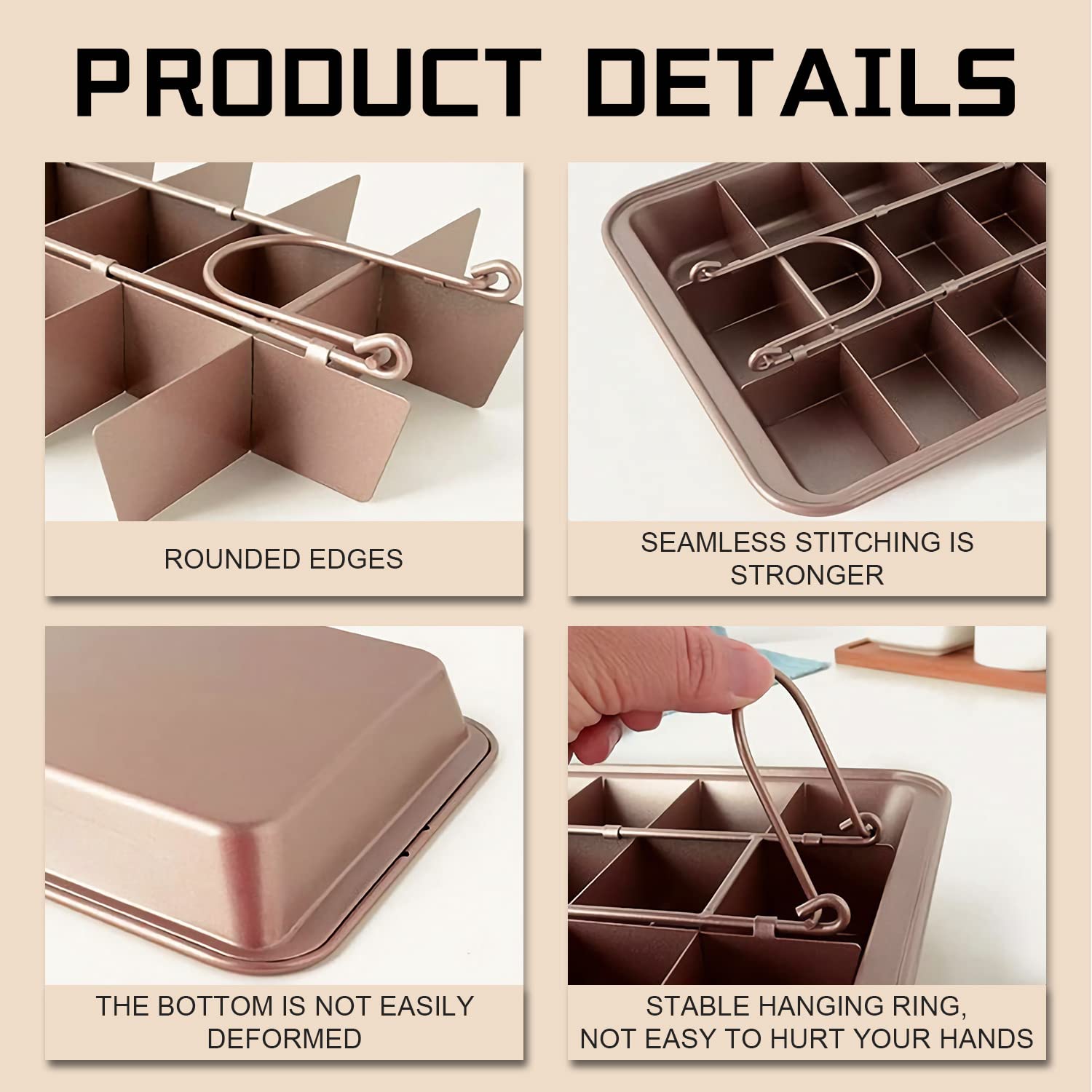 Nonstick Carbon Steel Brownie Pan with Dividers - 18 Pre-Cut Square Baking Molds for Brownies, Cakes, Fudges & Chocolate | Perfect for Home Baking, Parties & Holiday Treats