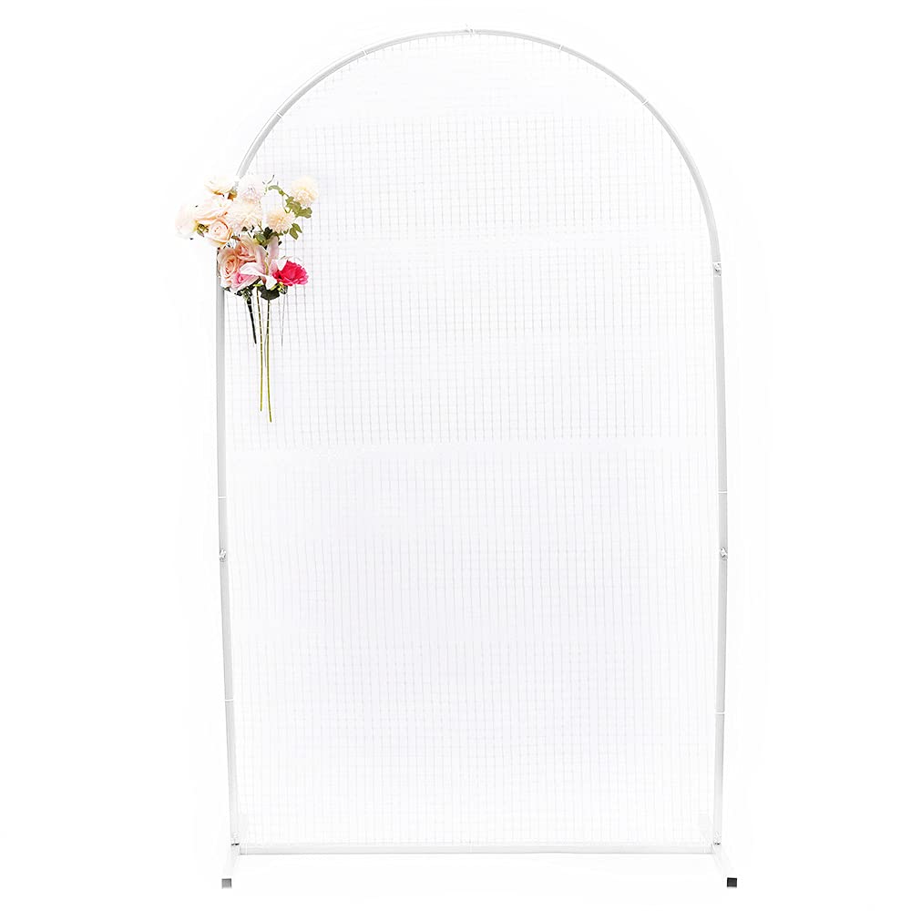 2M×1.2M White Wedding Arch Backdrop Stand with Metal Frame & Bases - Photo Booth Background for Wedding Ceremony, Reception, Birthday Party - Perfect for Garden & Outdoor Decorations