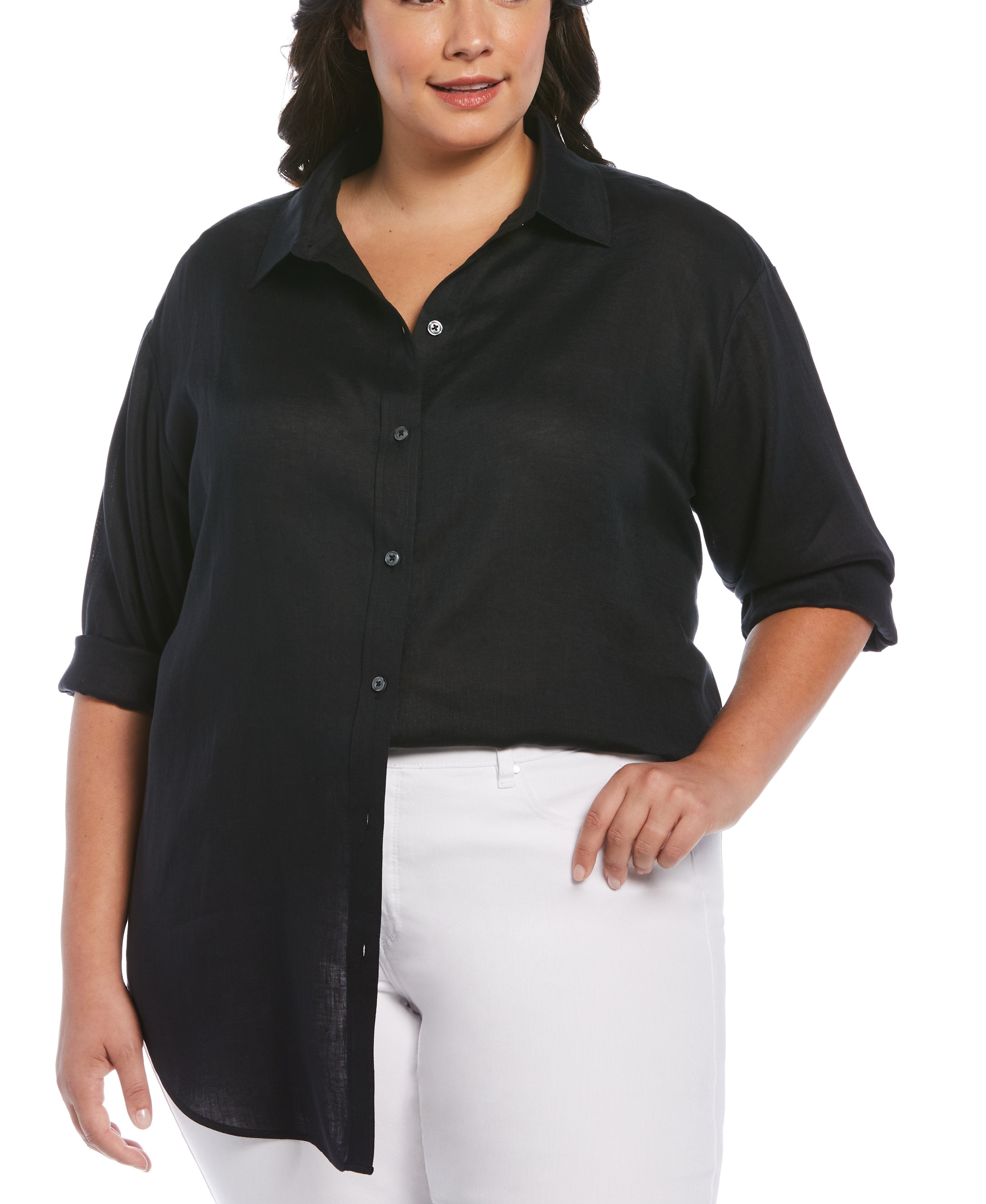 Stylish Plus Size Linen Shirt for Women - Breathable & Comfortable Summer Blouse - Perfect for Casual Outings, Beach Vacations & Office Wear