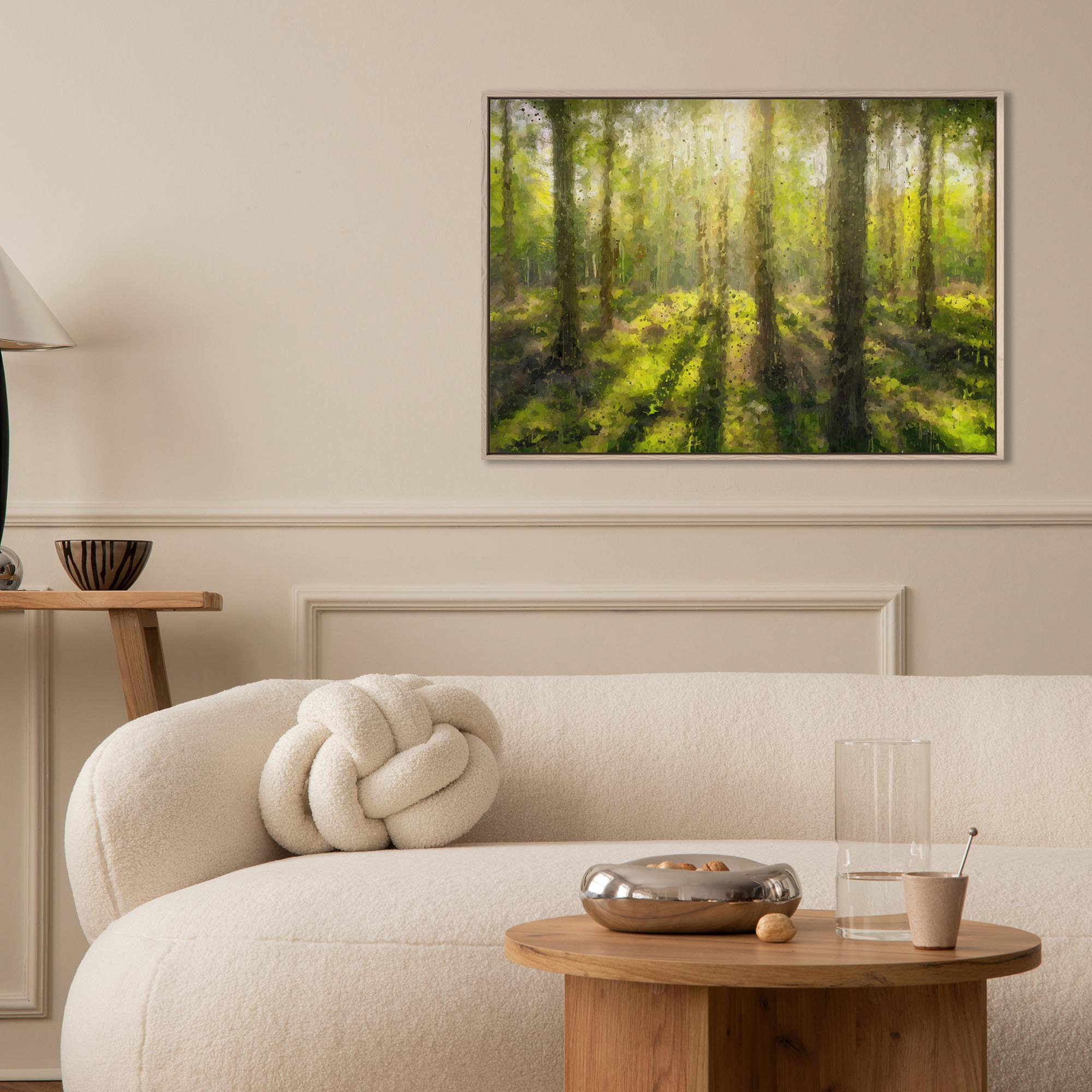 Sunrise Forest Landscape Framed Canvas Wall Art - Nature Inspired Home Decor for Living Room, Bedroom & Office