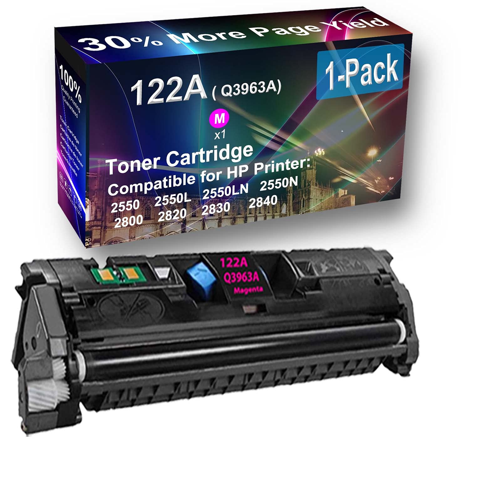 1-Pack Magenta High Yield 122A (Q3963A) Compatible Toner Cartridge for HP 2830 2840 Printers - Perfect for Office & Home Printing Needs