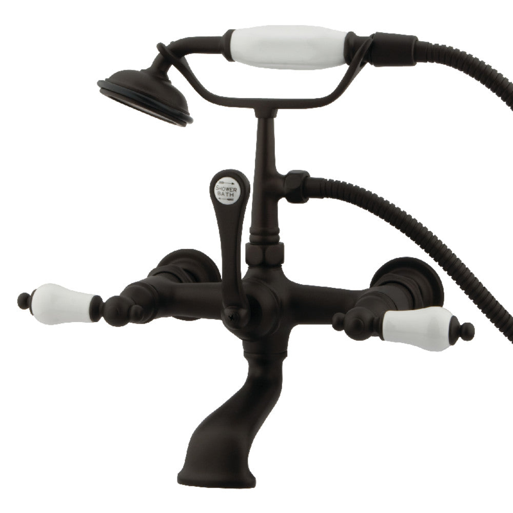 Kingston Brass CC553T8 Vintage 7-Inch Wall Mount Tub Faucet with Hand Shower - Classic Bathroom Fixture for Spa-Like Showers & Relaxing Baths
