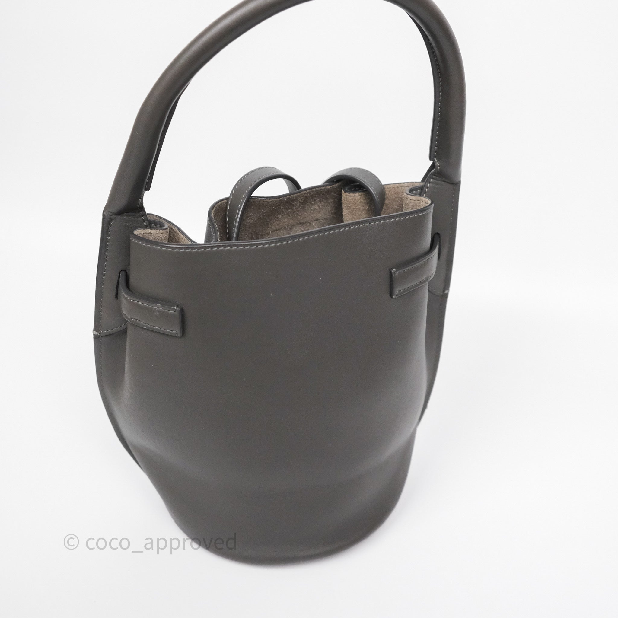 Celine Nano Bucket Bag in Grey Smooth Calfskin Leather - Women's Luxury Shoulder Handbag for Work, Travel & Everyday Use