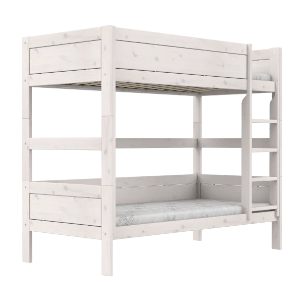 Sturdy Wooden Bunk Bed with Safety Ladder - 90x200 cm Twin Size - Perfect for Kids' Bedroom, Dorm Room & Space-Saving Solutions
