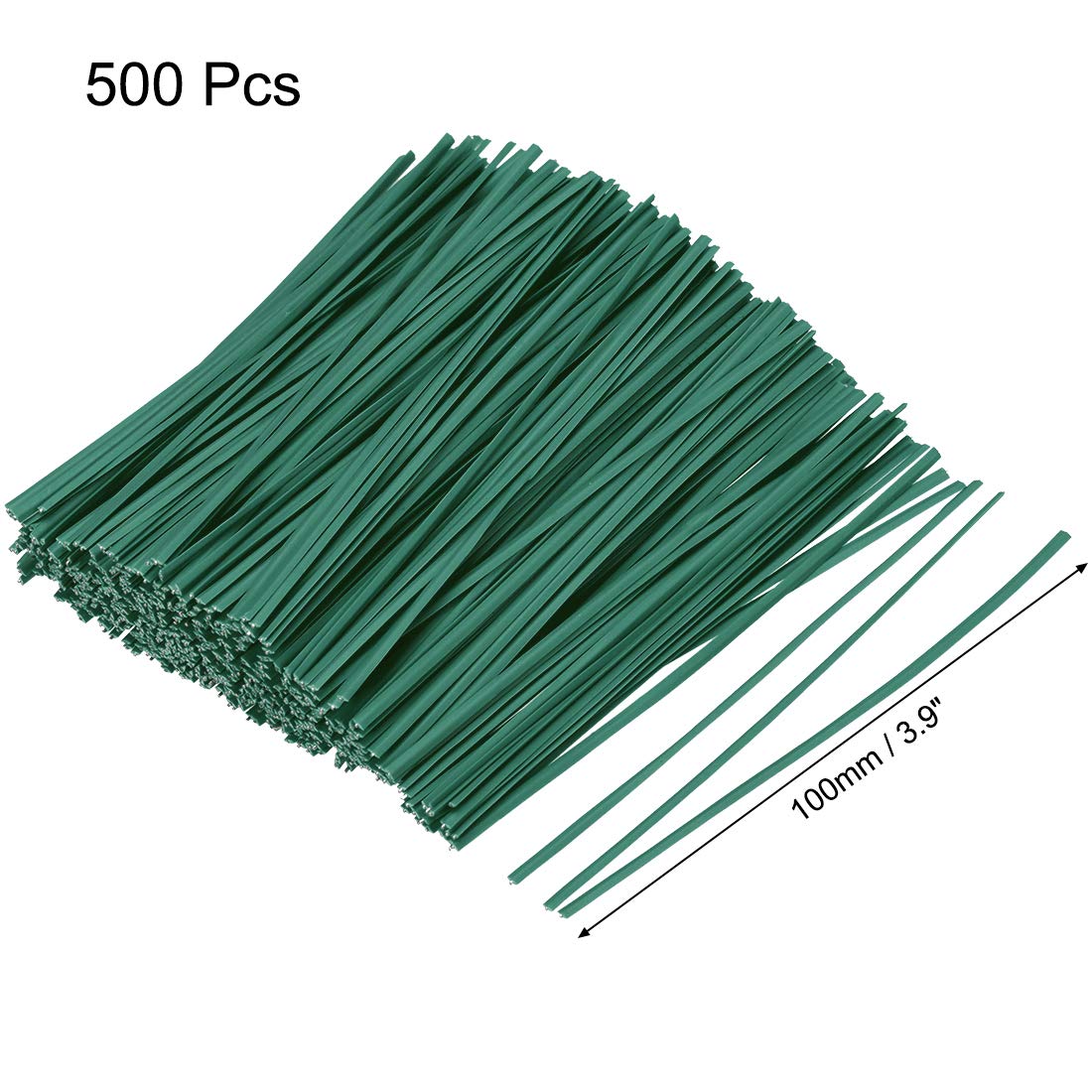 uxcell 100mm x 2mm Metallic Twist Ties - 500pcs Green Plastic Cable Cord Ties for Organizing Wires, Gardening, and DIY Projects