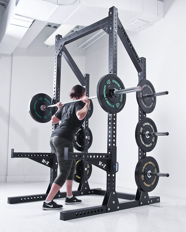 XM Fitness Rig Half Rack - Heavy Duty Power Cage for Home Gym Strength Training | Perfect for Squats, Bench Press & Pull-ups